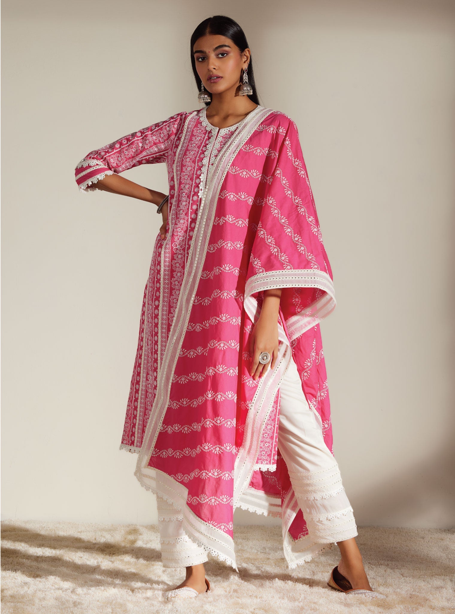 Mulmul Supima Cotton Patricia Pink Kurta