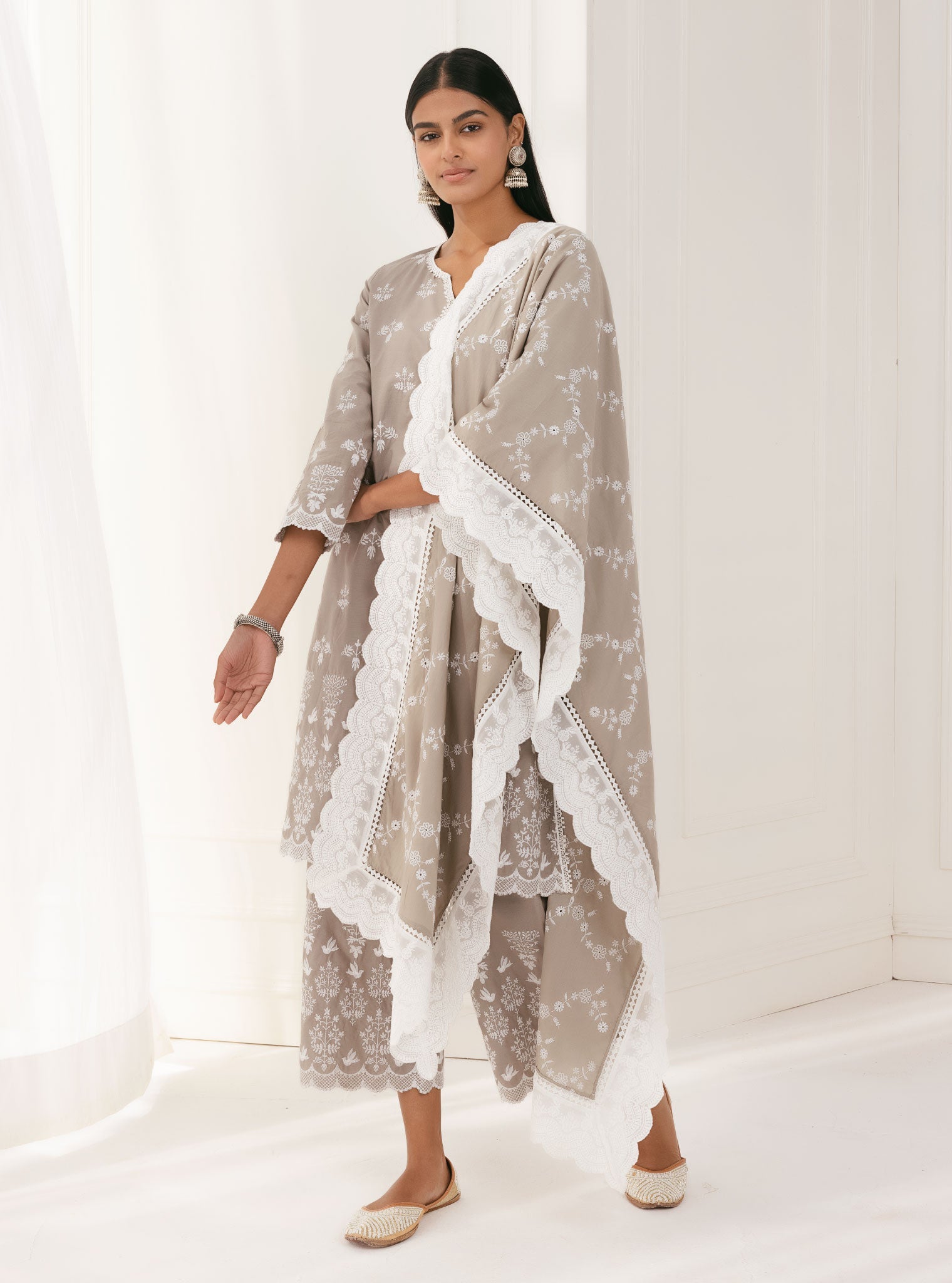 Prini Supima Cotton Grey Kurta with Palazzo Set