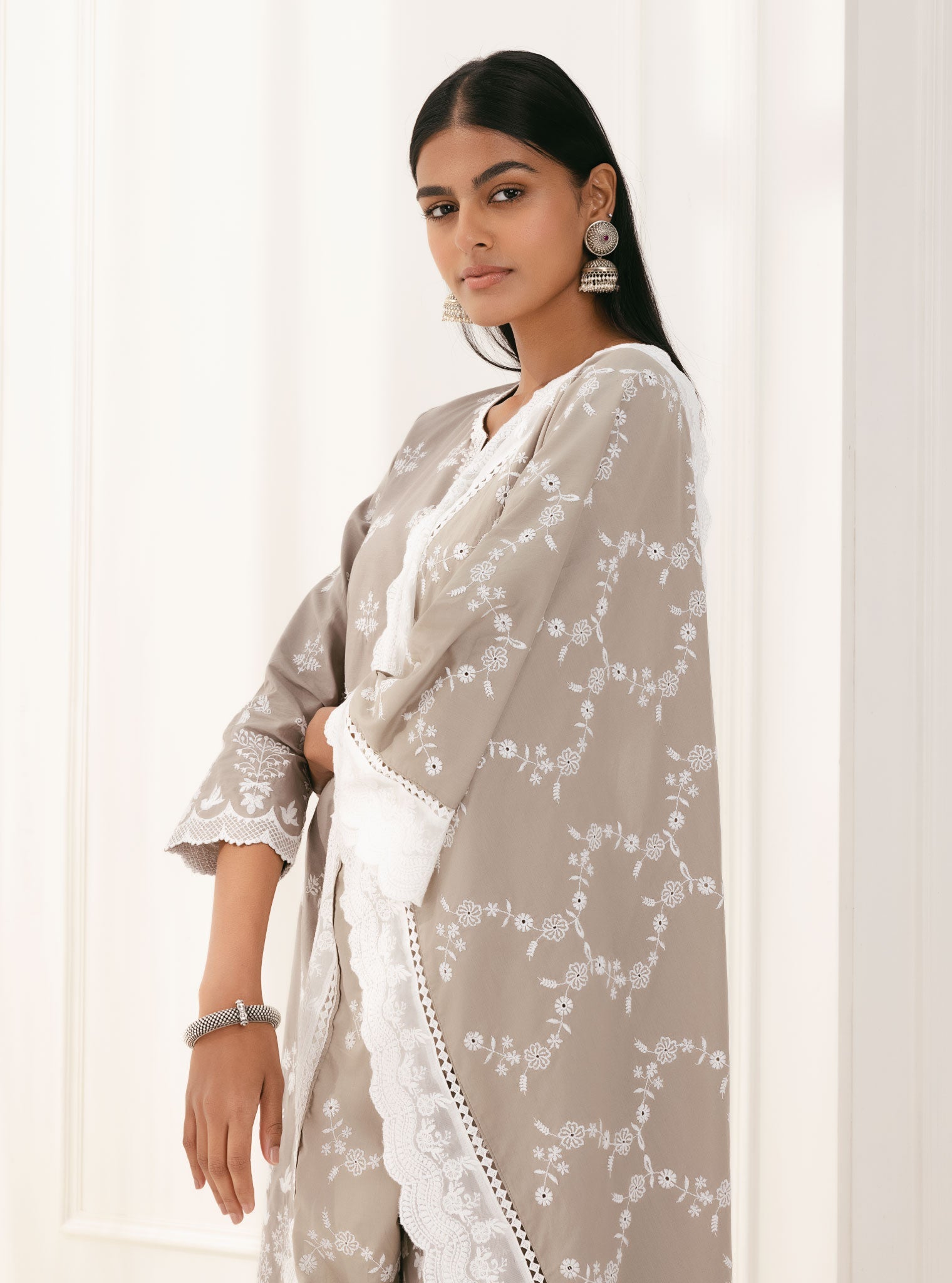 Prini Supima Cotton Grey Kurta with Palazzo Set