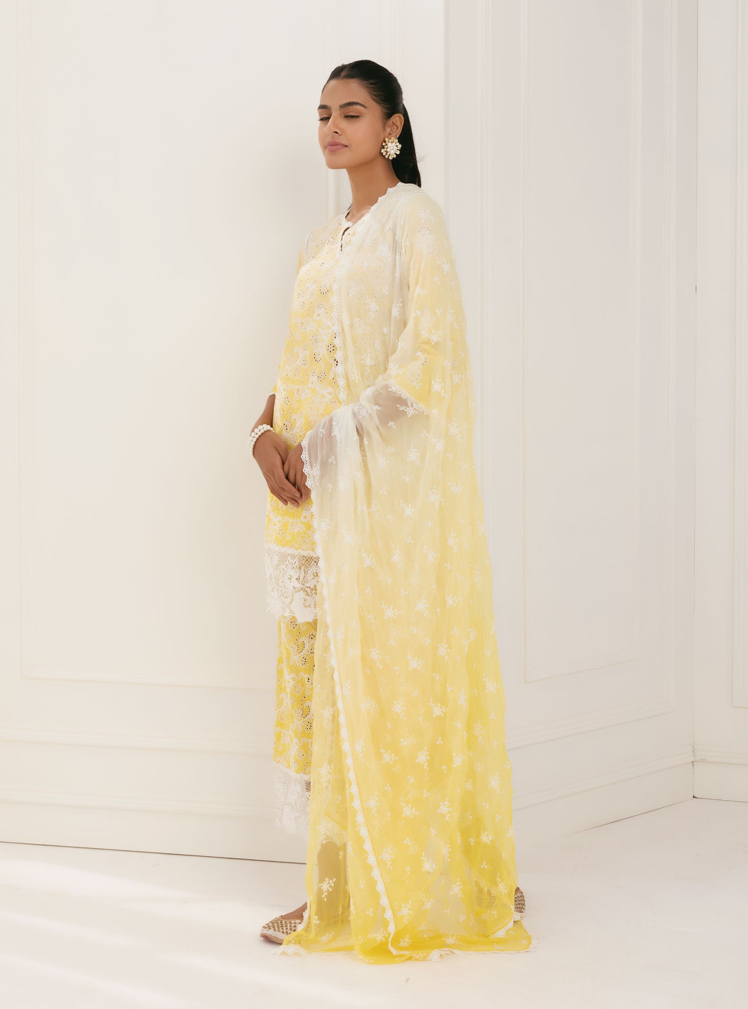 Tista Supima Cotton Yellow Kurta with Palazzo Set