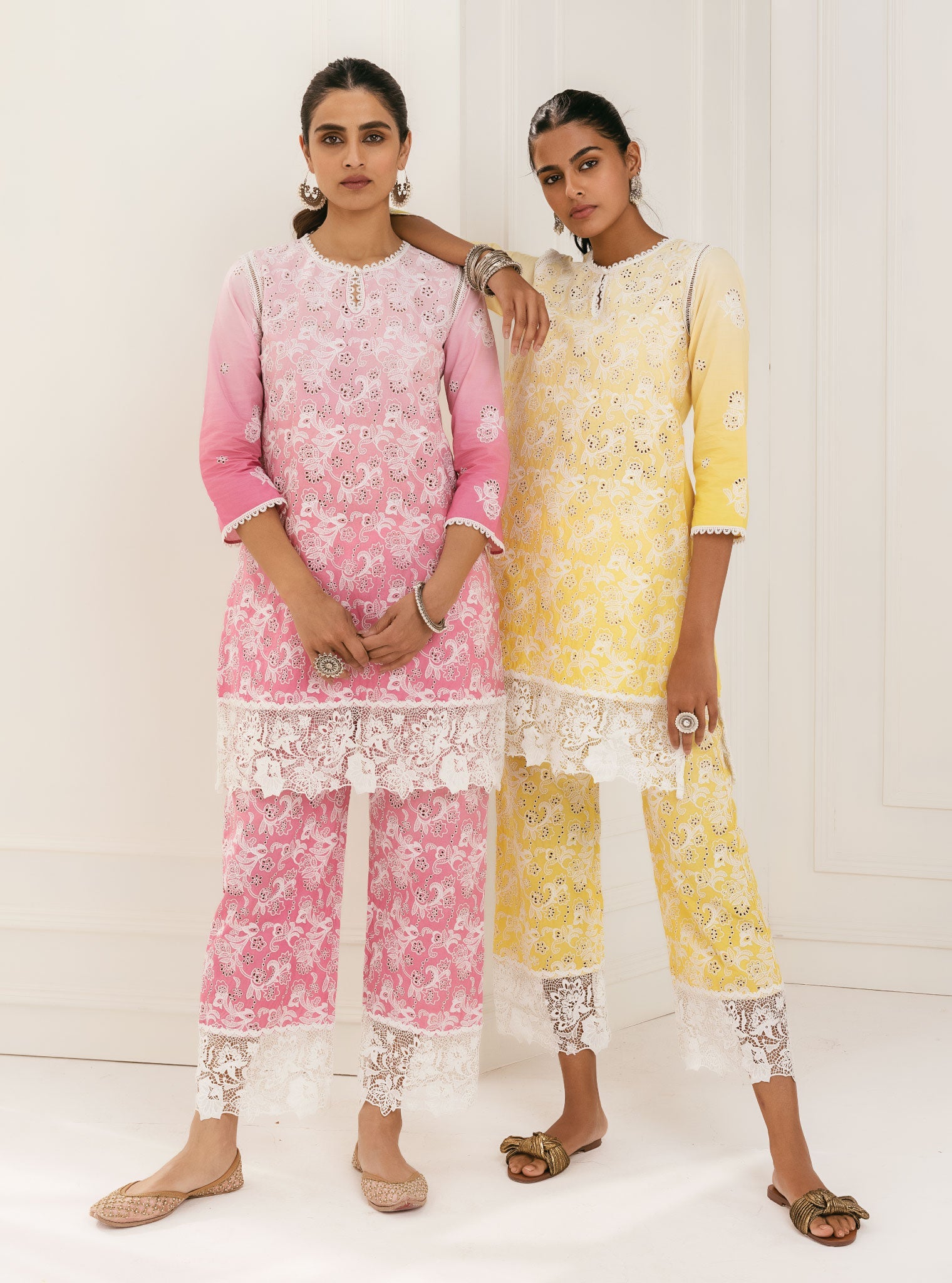 Tista Supima Cotton Yellow Kurta with Palazzo Set