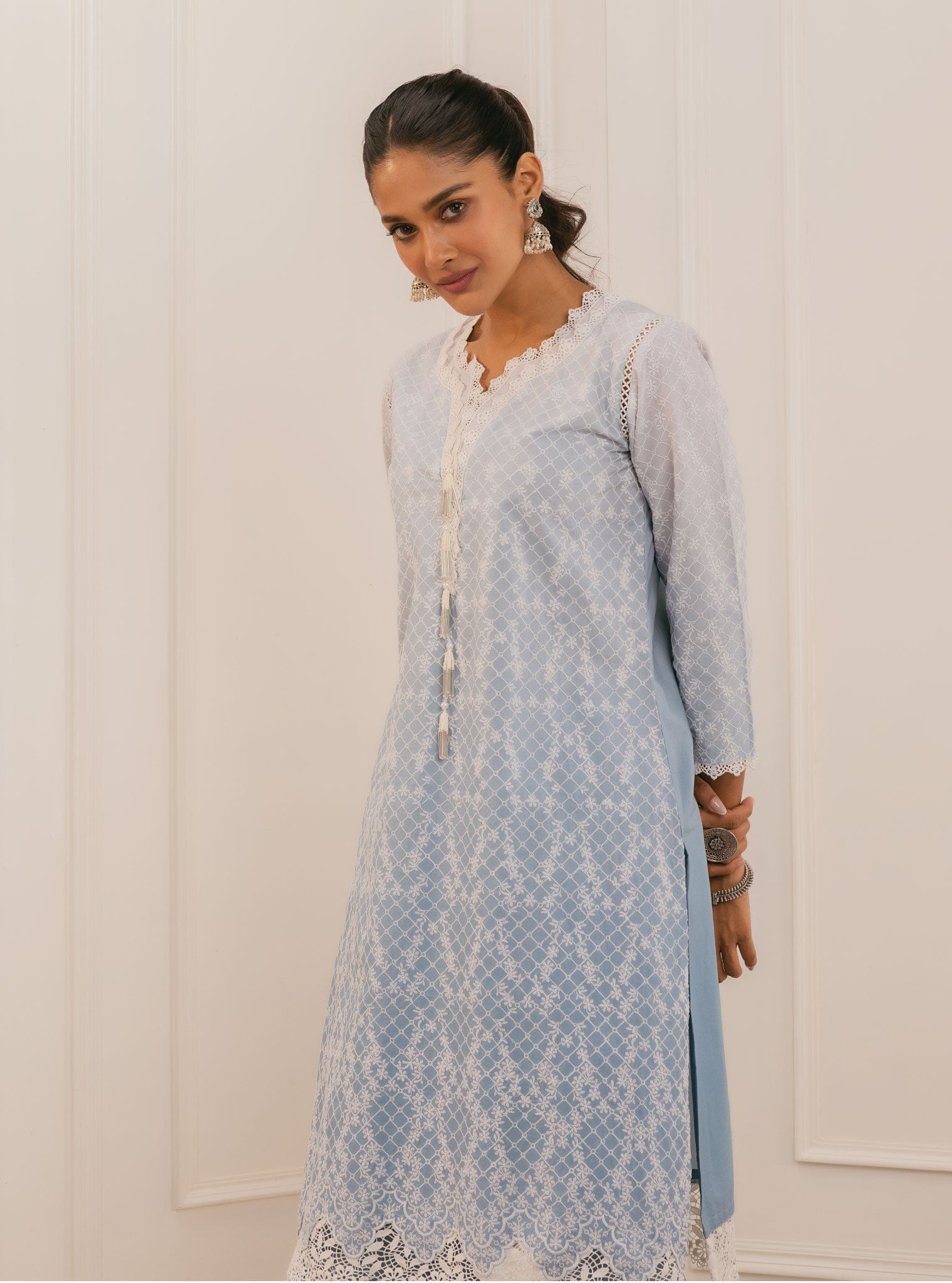 Venna Supima Cotton Blue Kurta Set