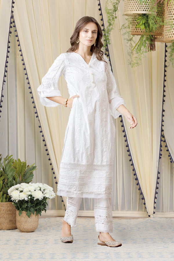 Viola White Kurta Set