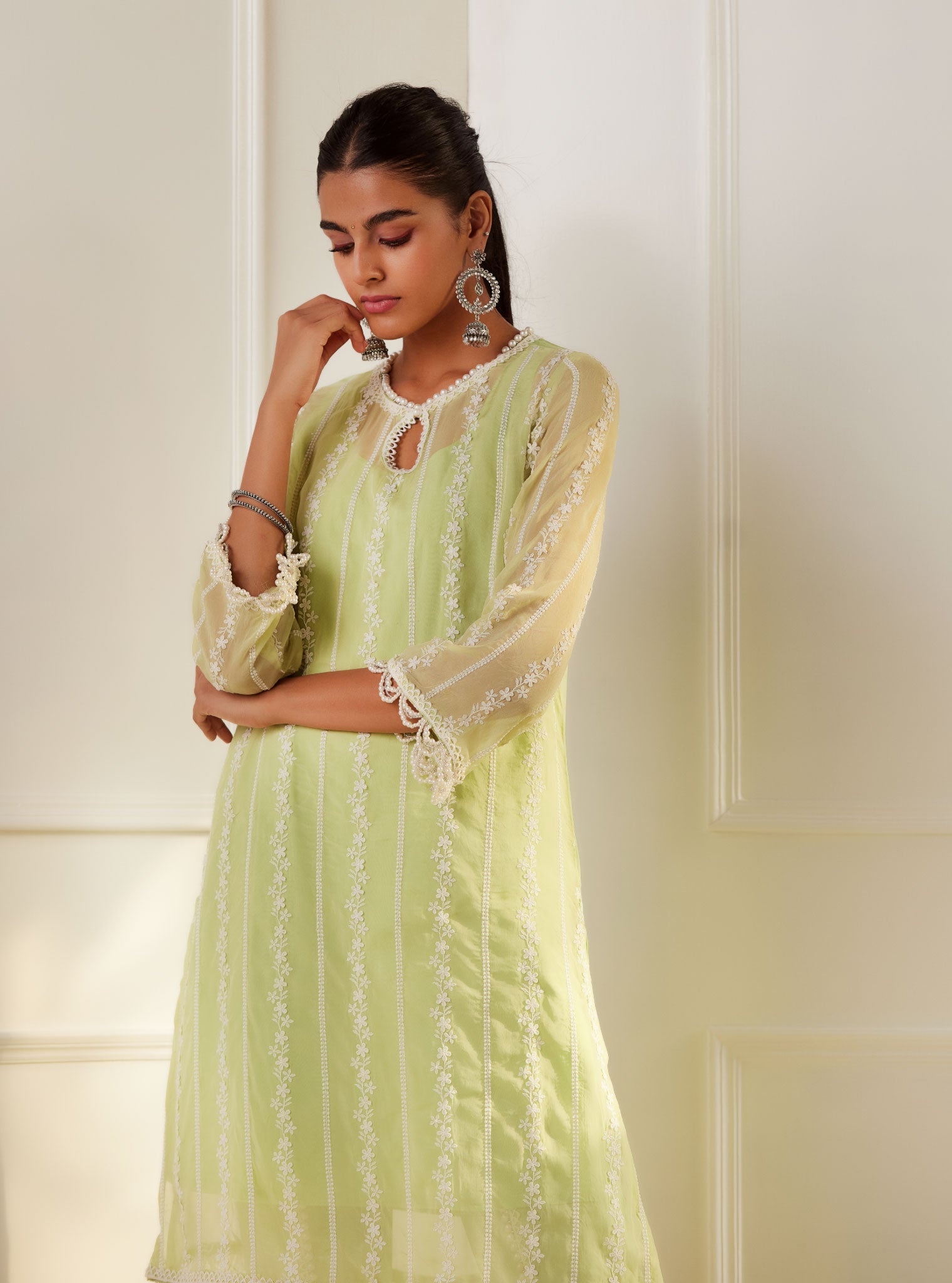 Zella Organza Green Kurta Set