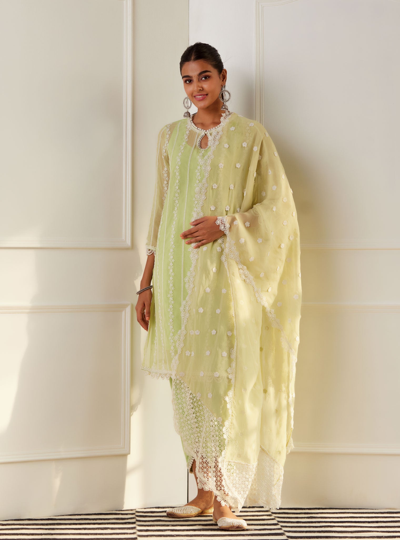 Zella Organza Green Kurta Set