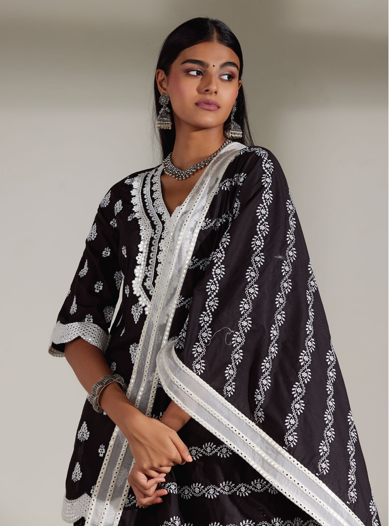 Zoriana Supima Cotton Black Kurta with Sharara Set