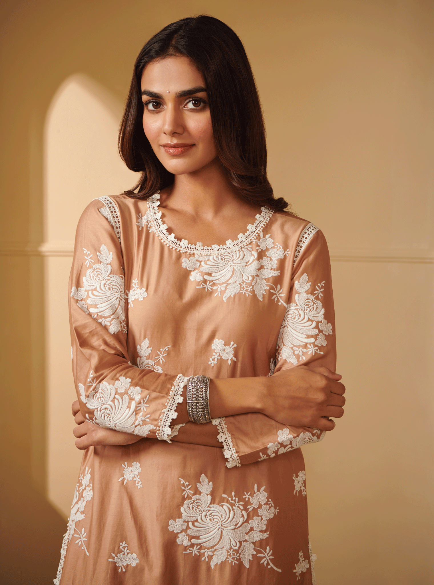 Sutlej Pima Satin Brown Kurta Set