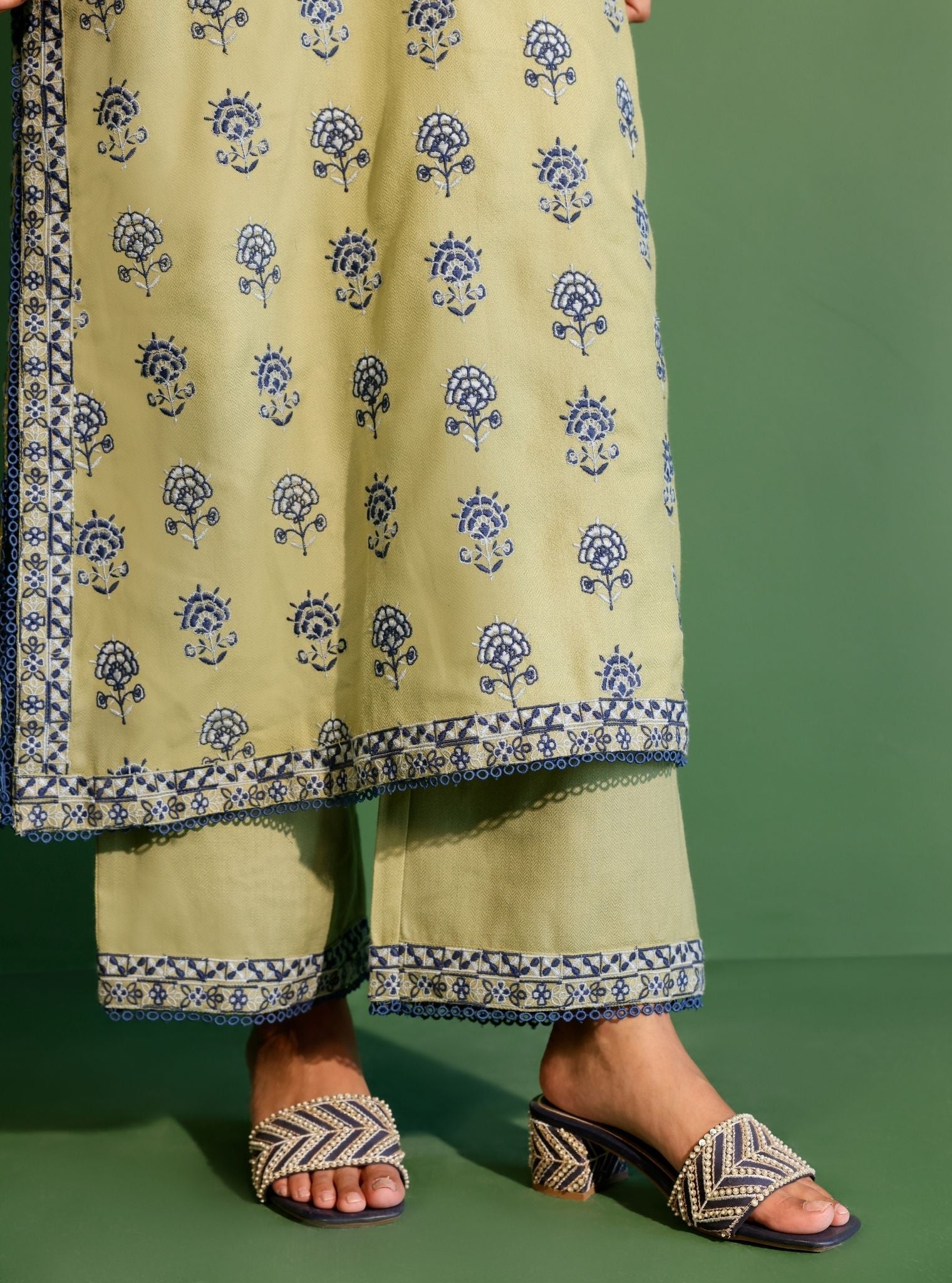 Harlow Wool Green Kurta Set
