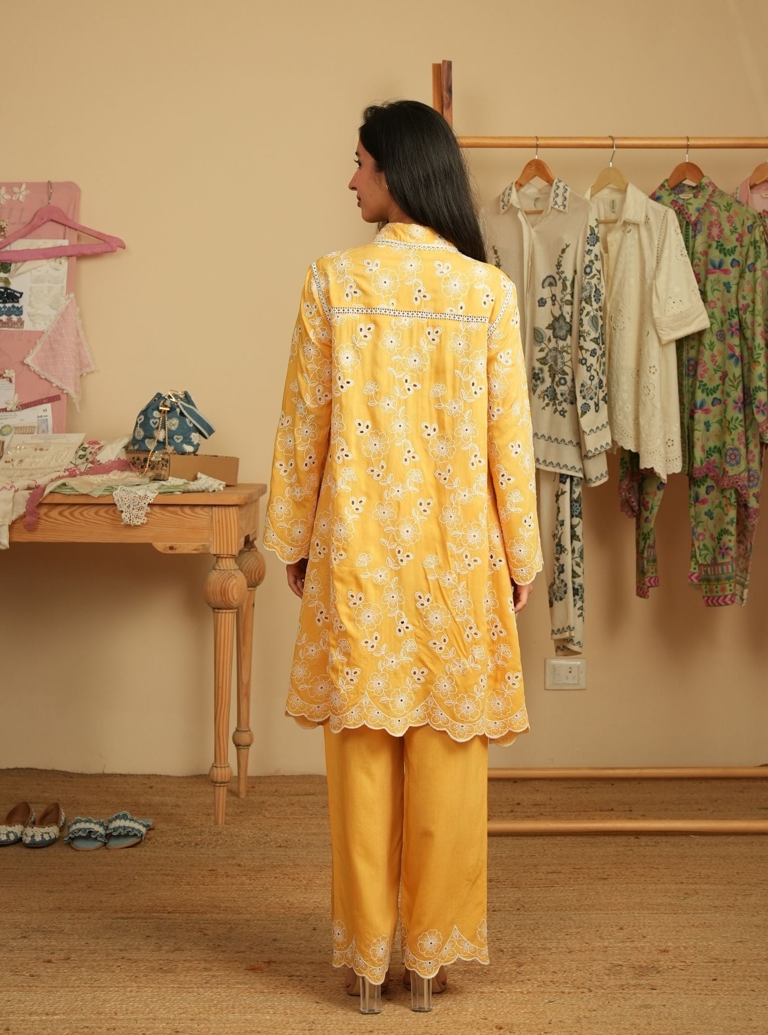 Verena Lawn Mustard Shirt & Pant Set