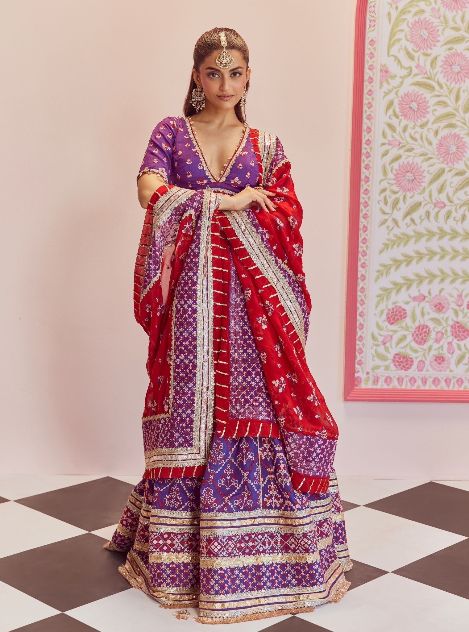 Anton Bemberg Silk Purple Lehenga