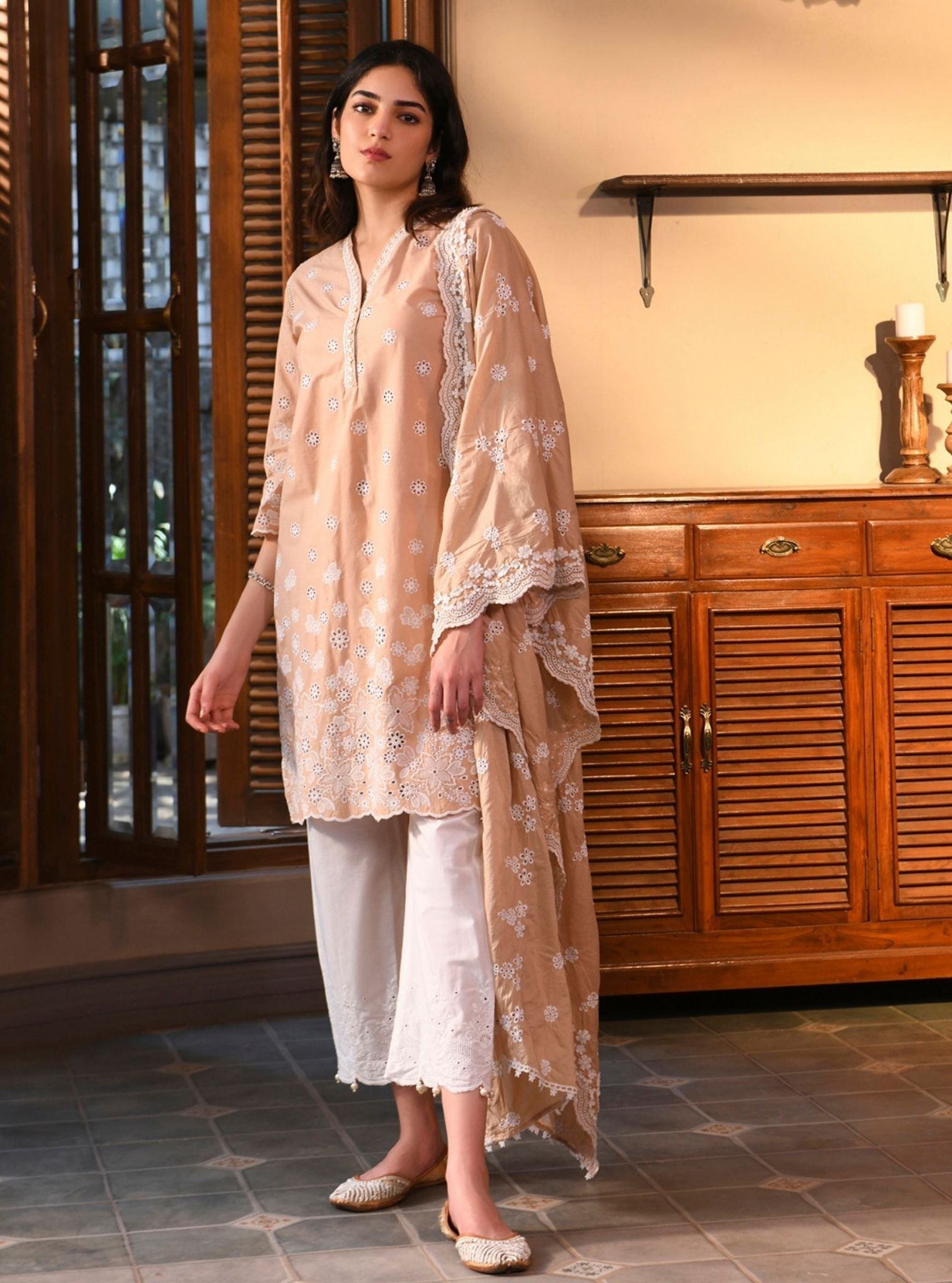 Irsia Supima Cotton Beige Kurta Set