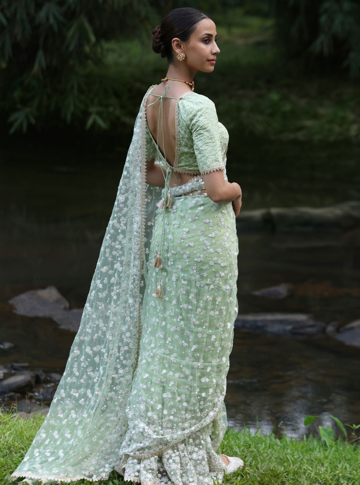 Kala Net Green Saree