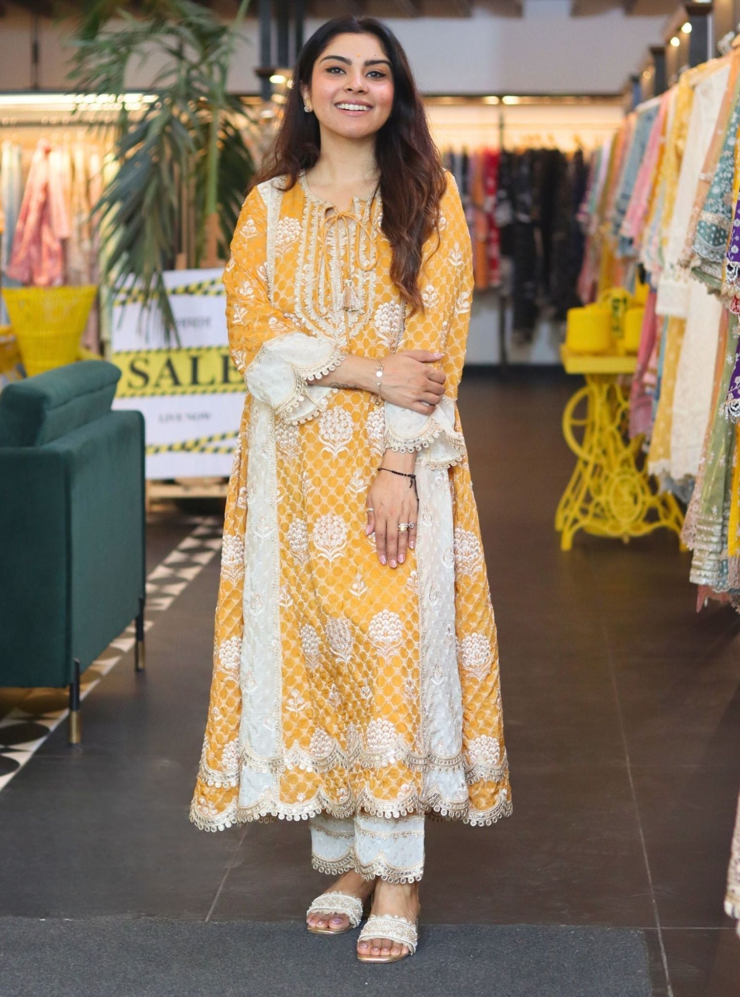 Kairee Banarsi Mustard Kurta Set