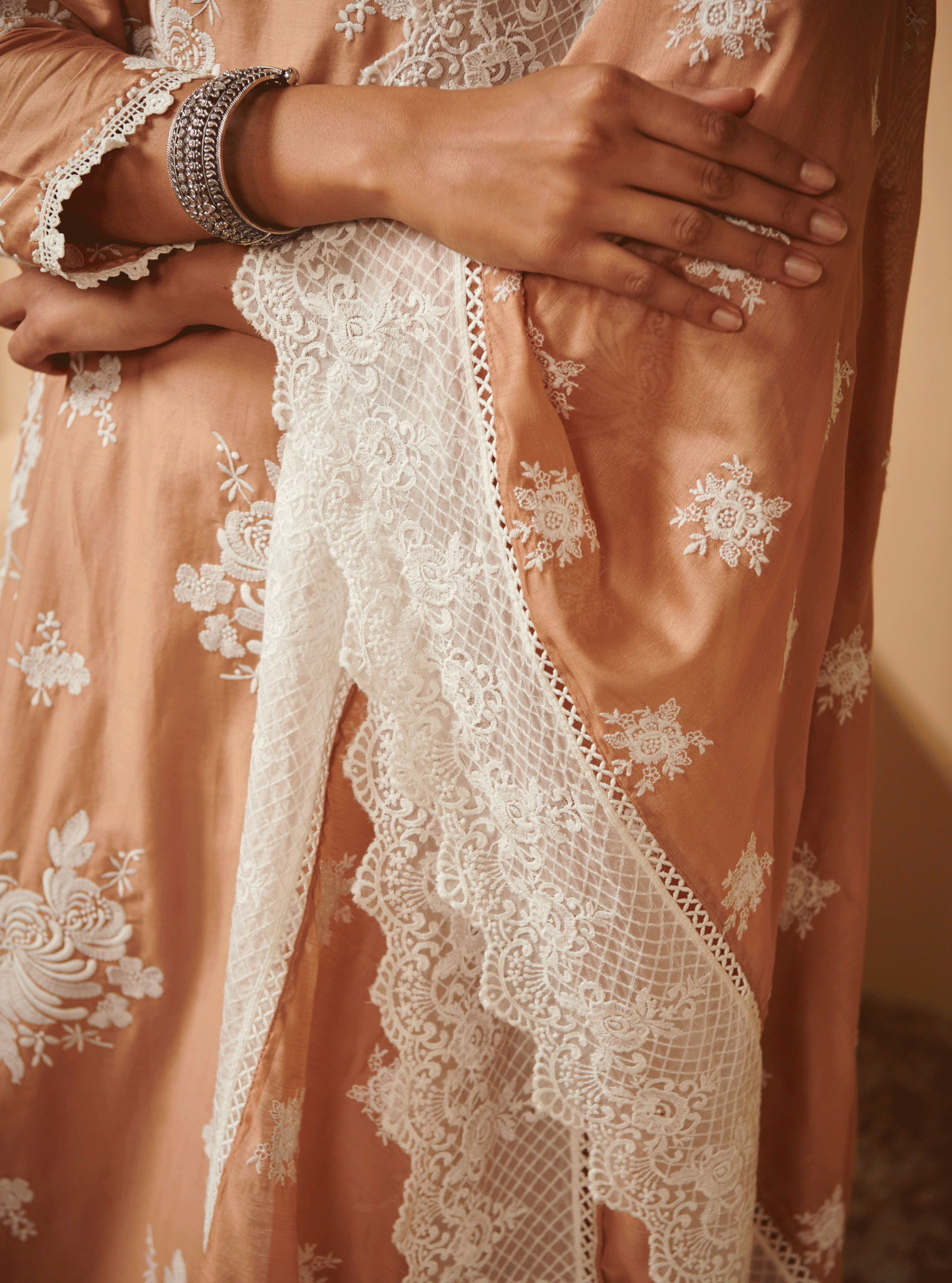 Sutlej Pima Satin Brown Kurta Set