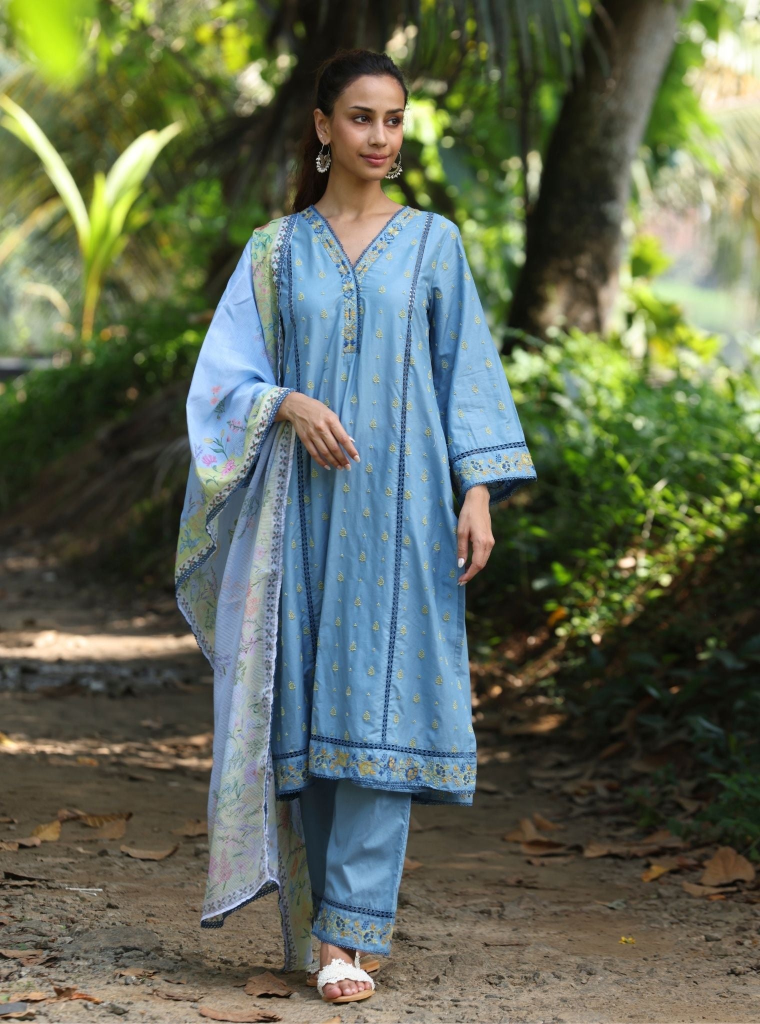 Shira Supima Cotton Blue Kurta Set
