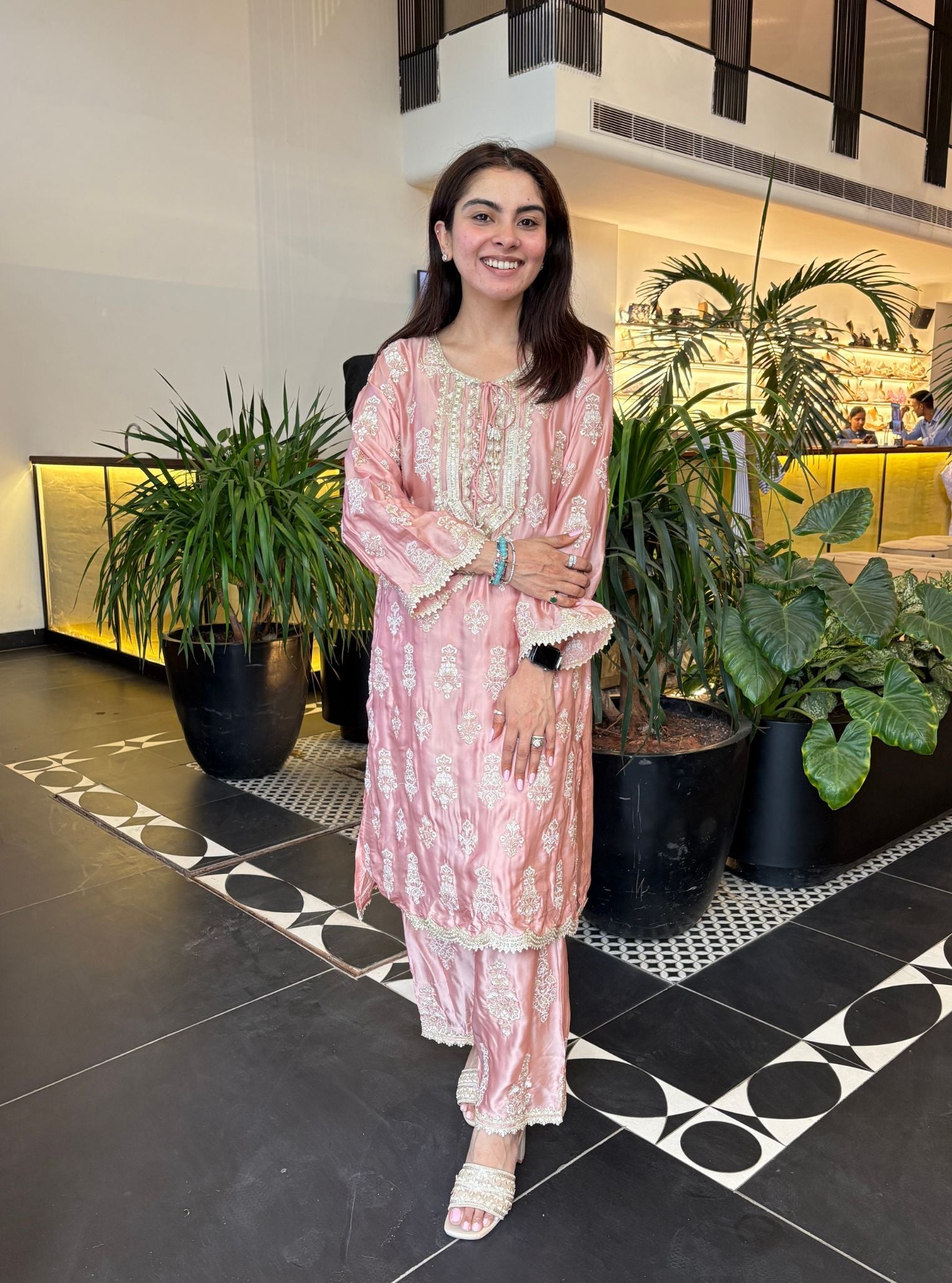 Intira Cupro Satin Pink Kurta Set