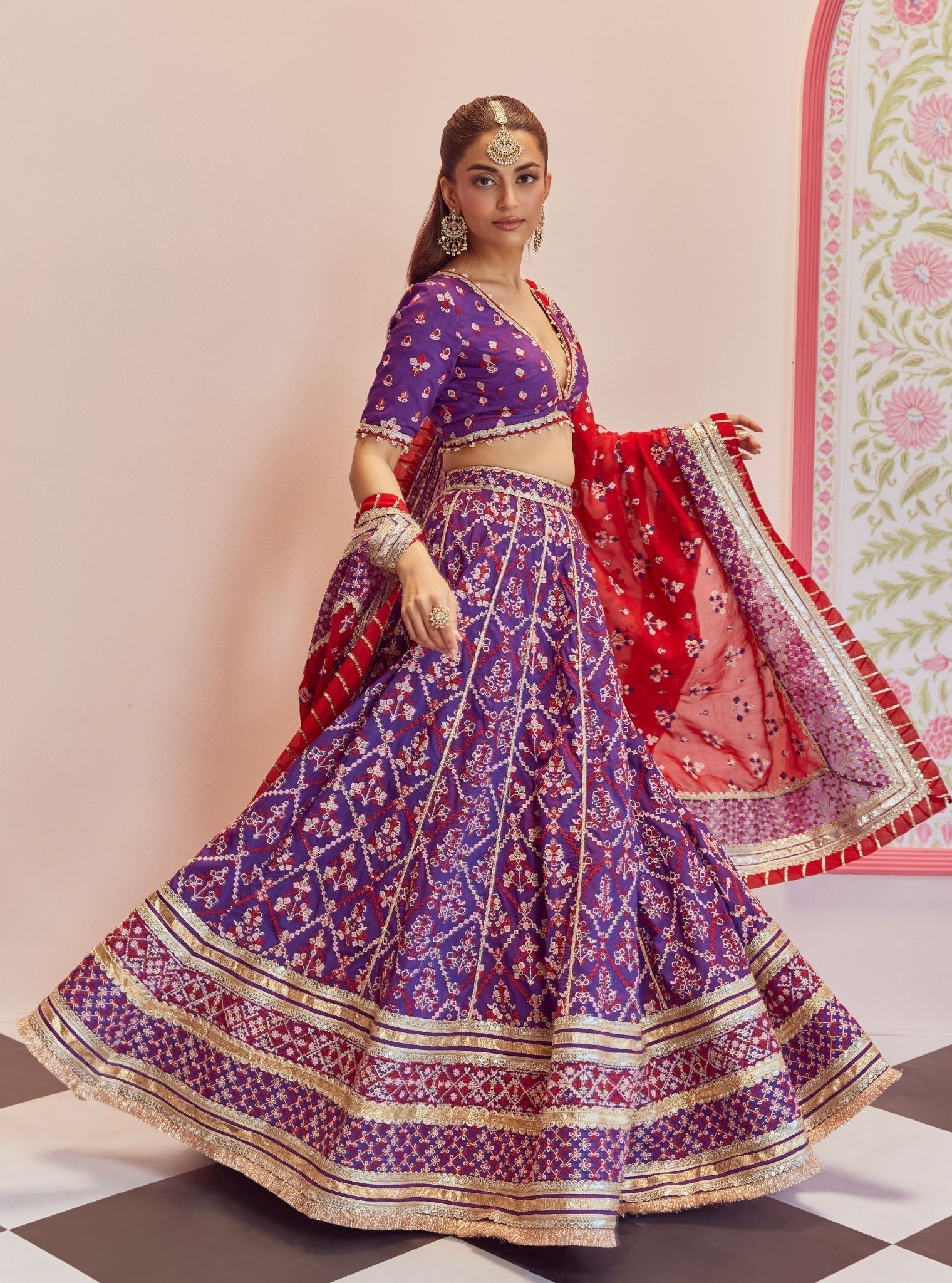Anton Bemberg Silk Purple Lehenga