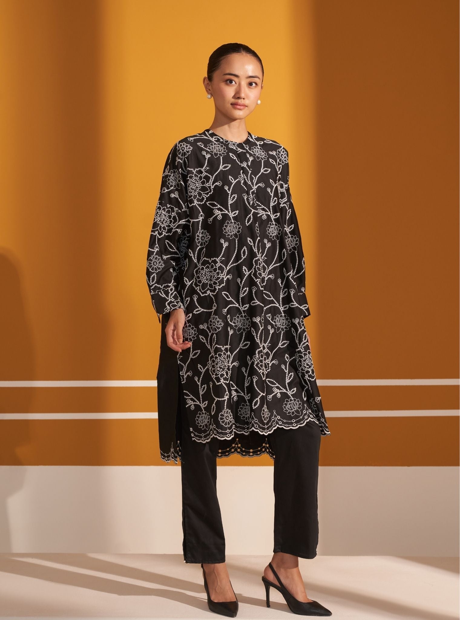 Eldon Pima Satin Black Kurta Set