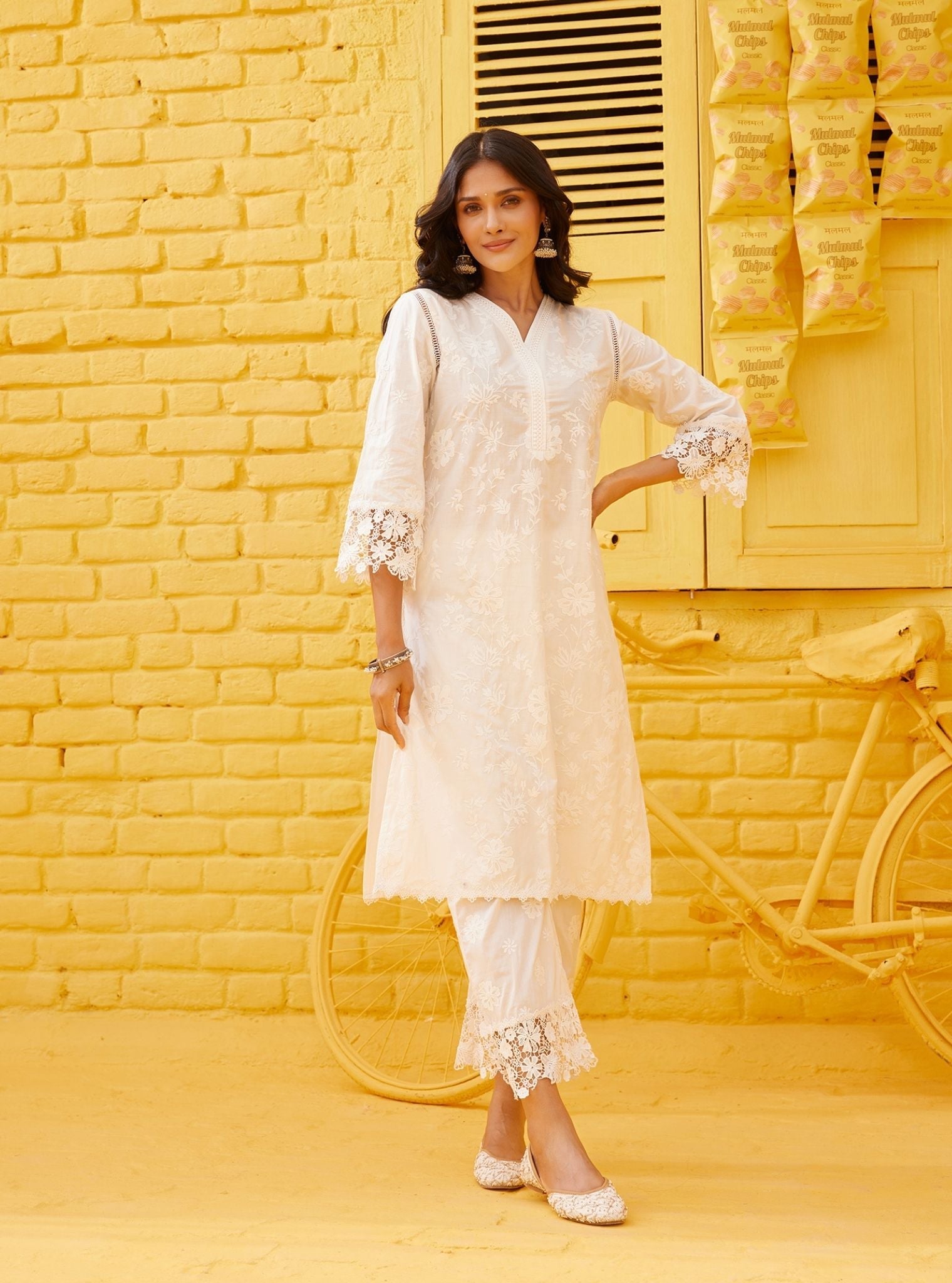 Roli Supima Cotton Off White Kurta Set