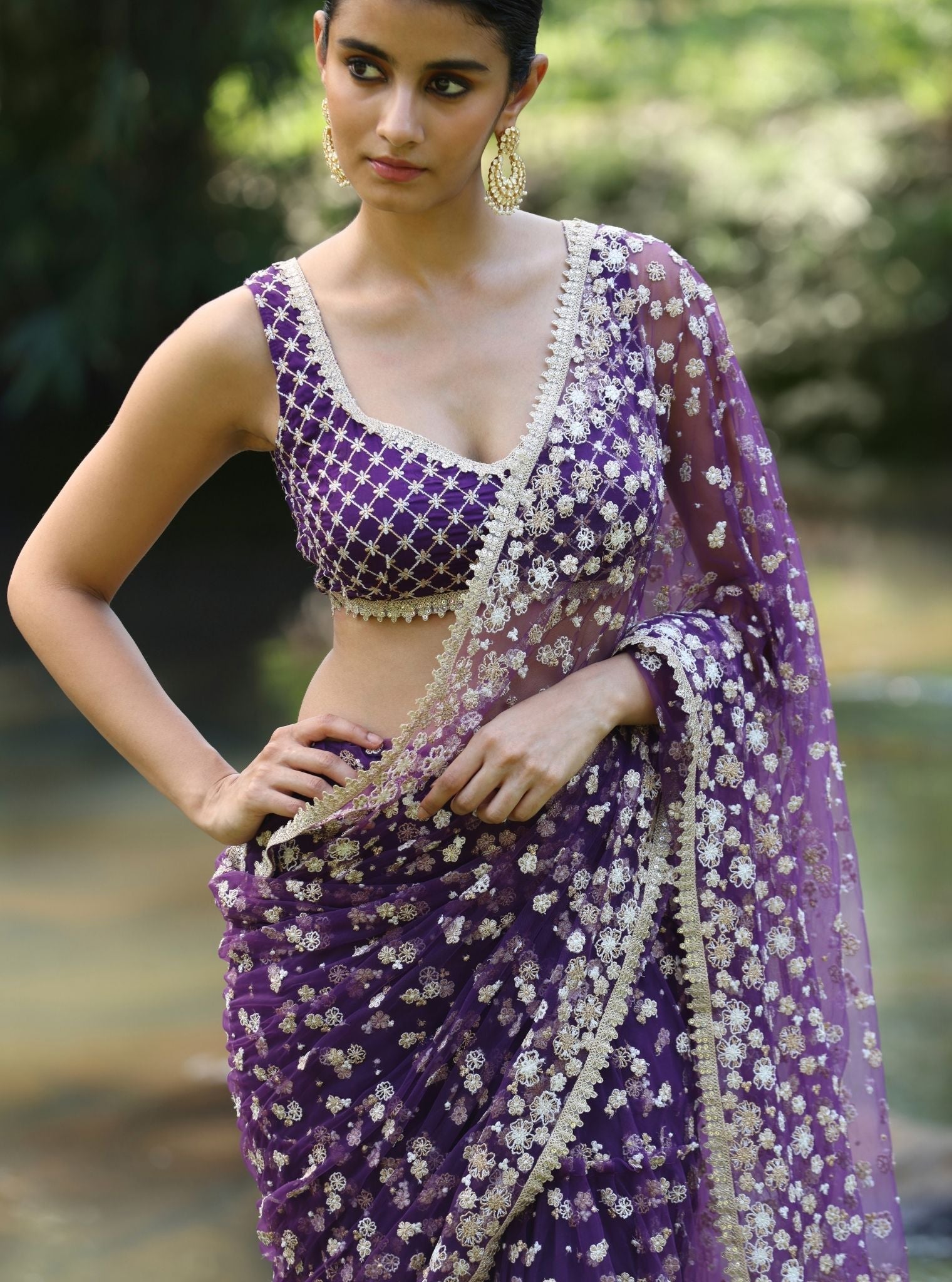 Kala Net Purple Saree