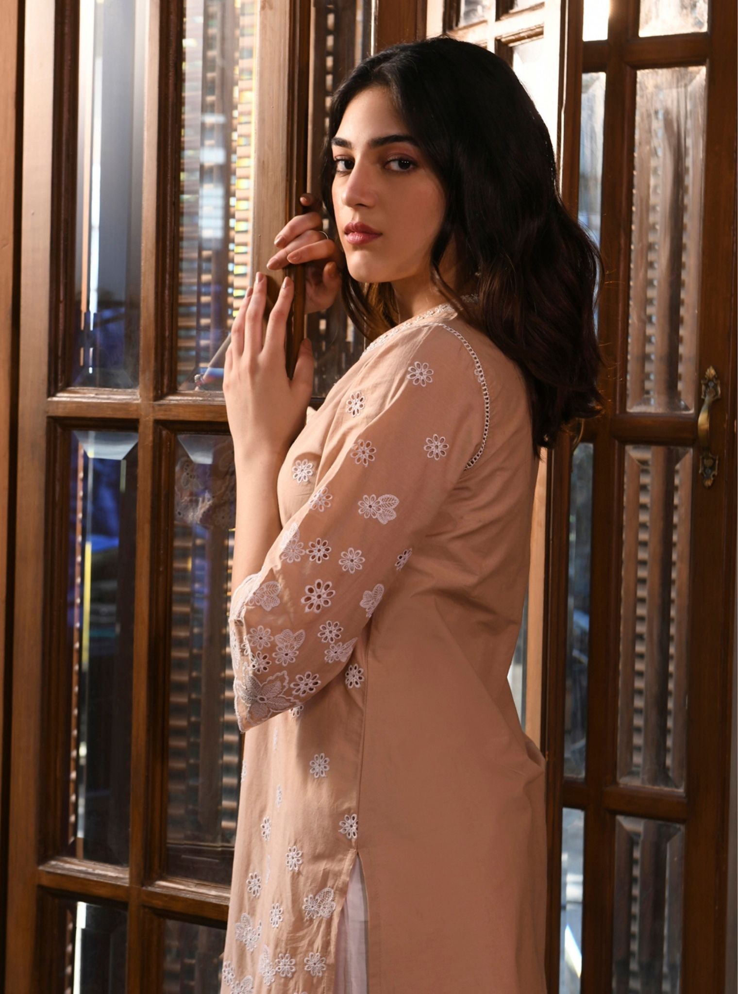 Irsia Supima Cotton Beige Kurta Set