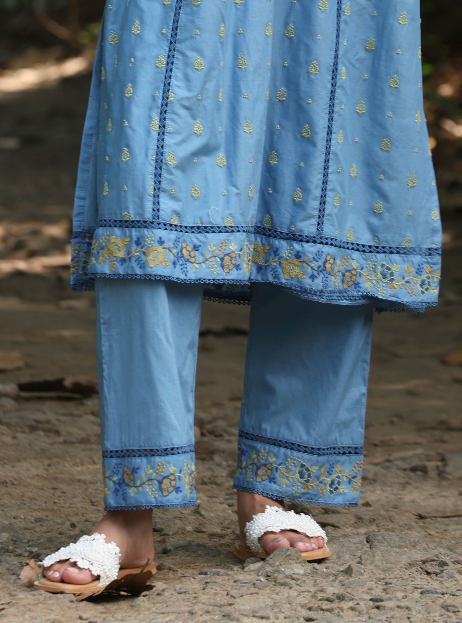 Shira Supima Cotton Blue Kurta Set