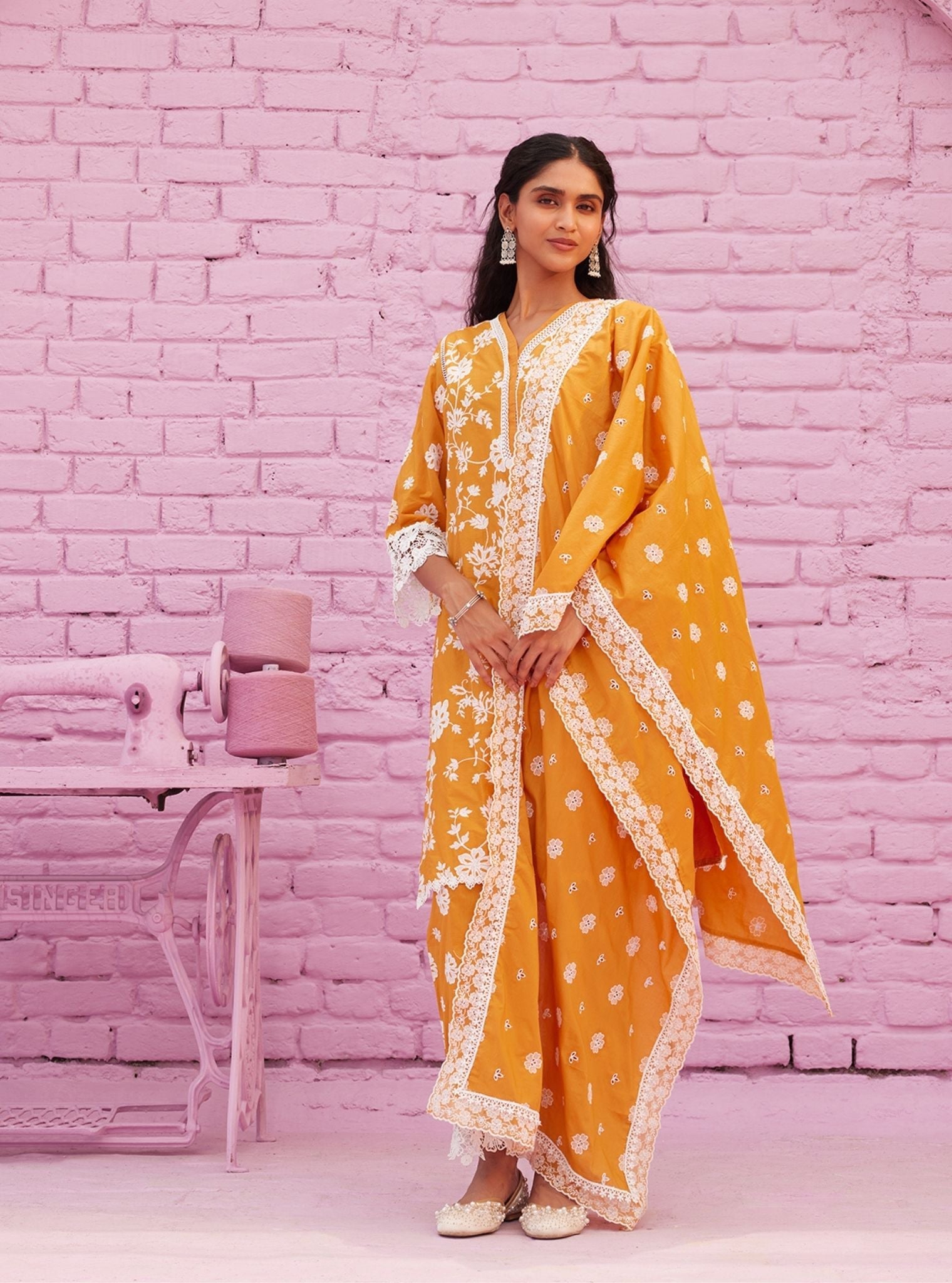 Roli Supima Cotton Orange Kurta Set