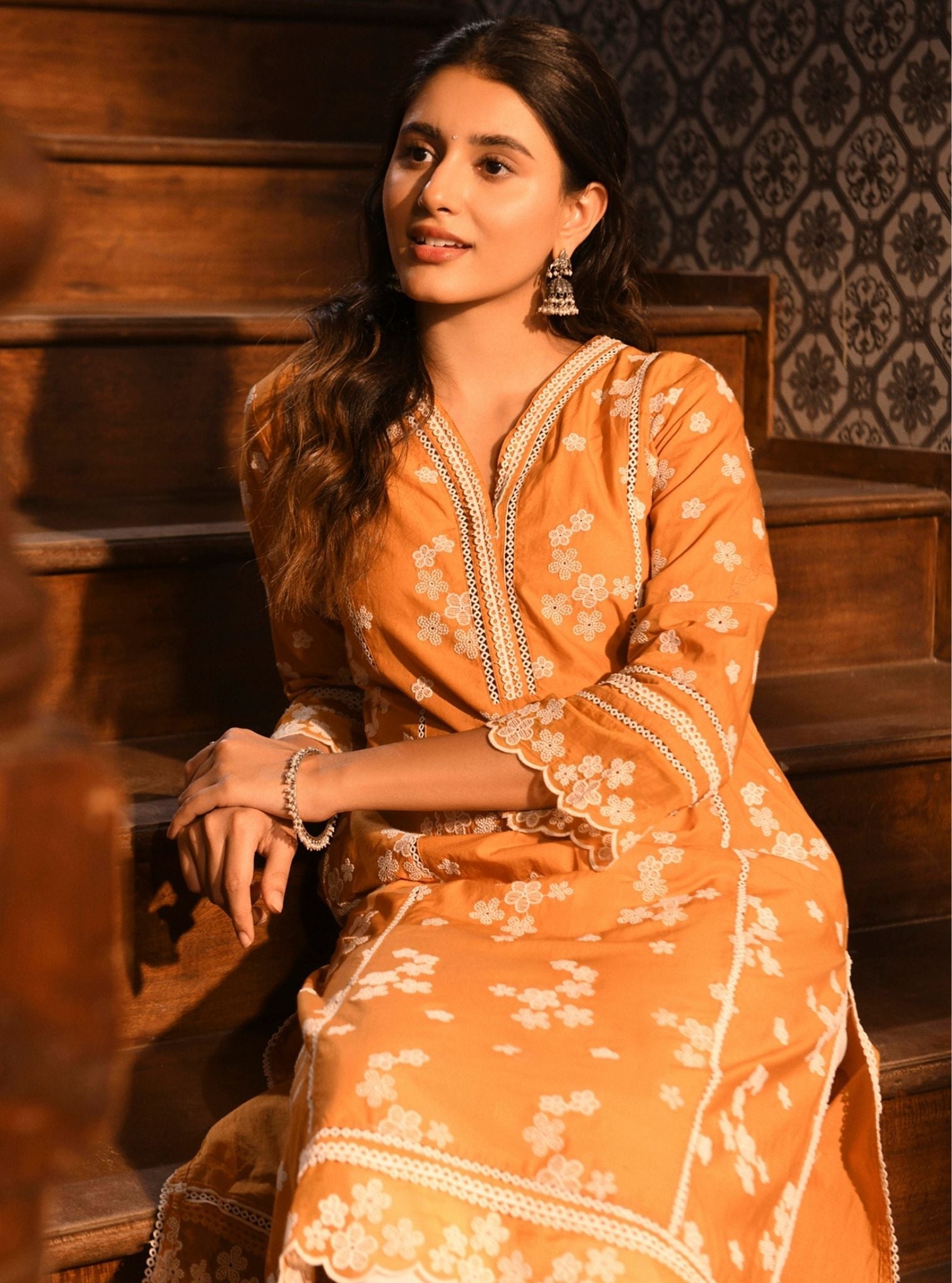 Malisa Supima Cotton Orange Kurta Set
