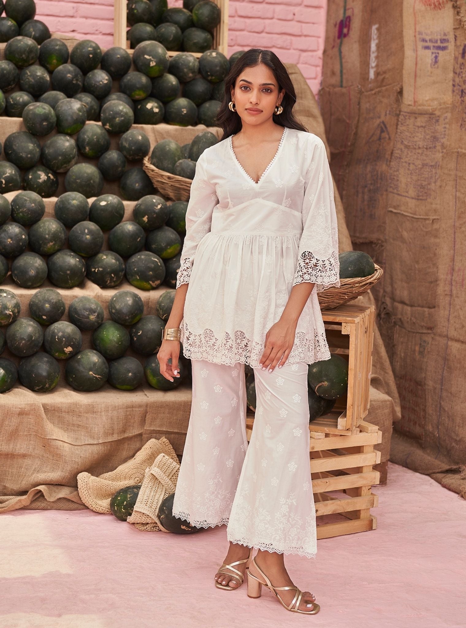 Cilou Supima Cotton White Co-ord Set