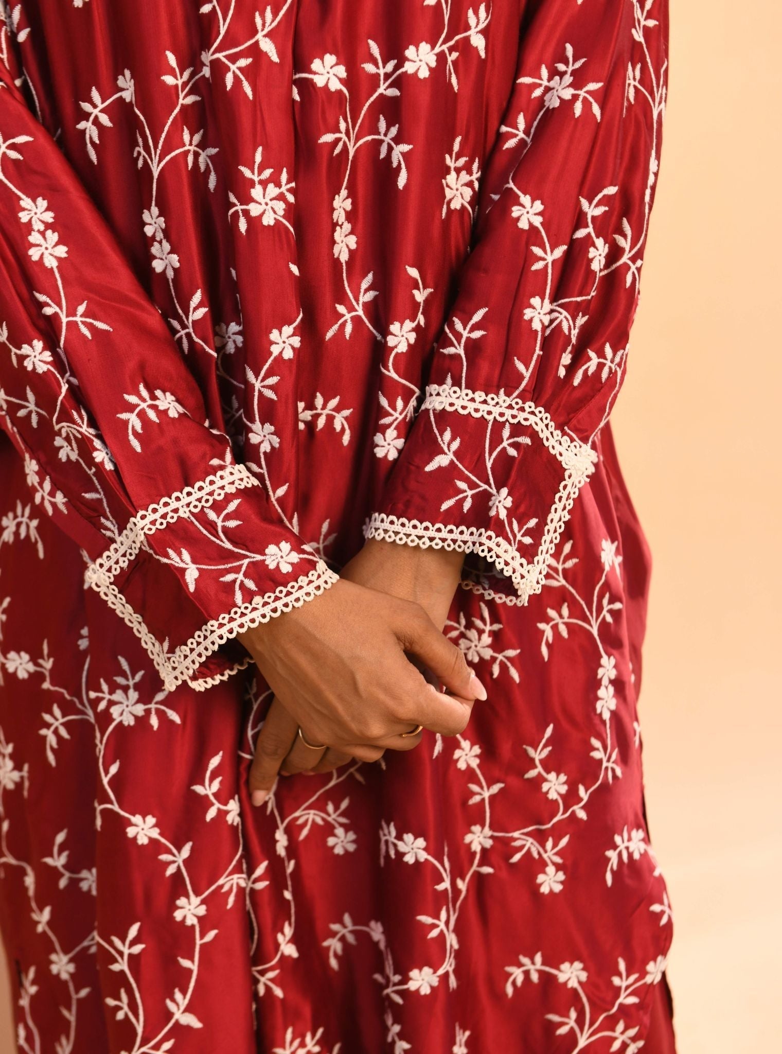 Pheme Cupro Wine Kurta Set