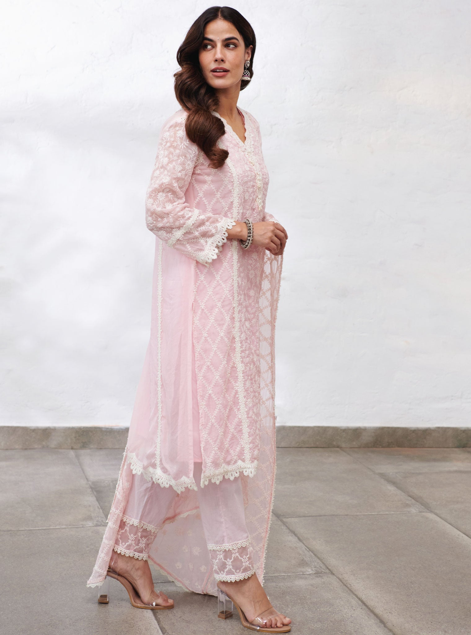 Sunderland Organza Pink Kurta Set