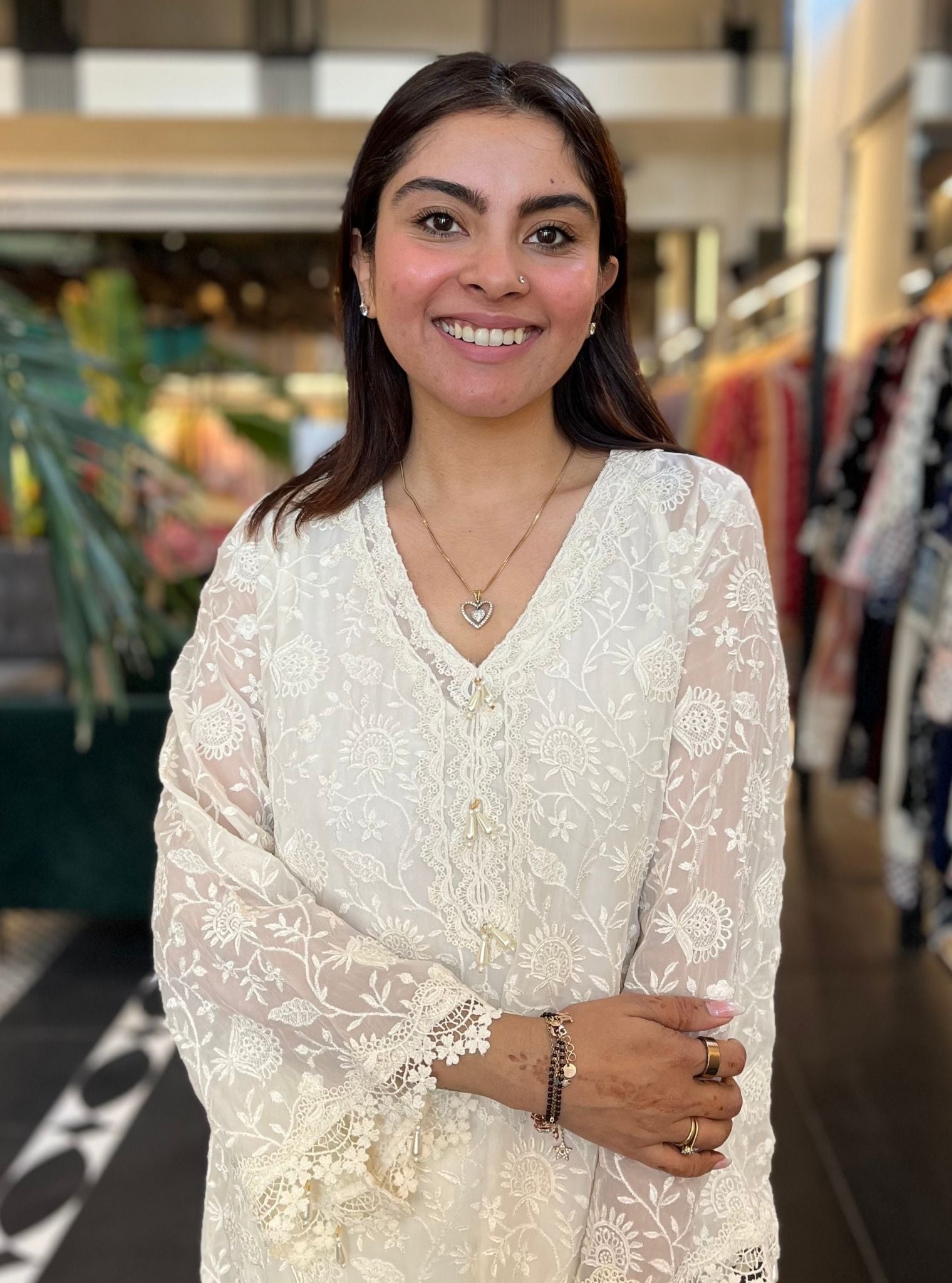 Hillary Organza Off White Kurta Set