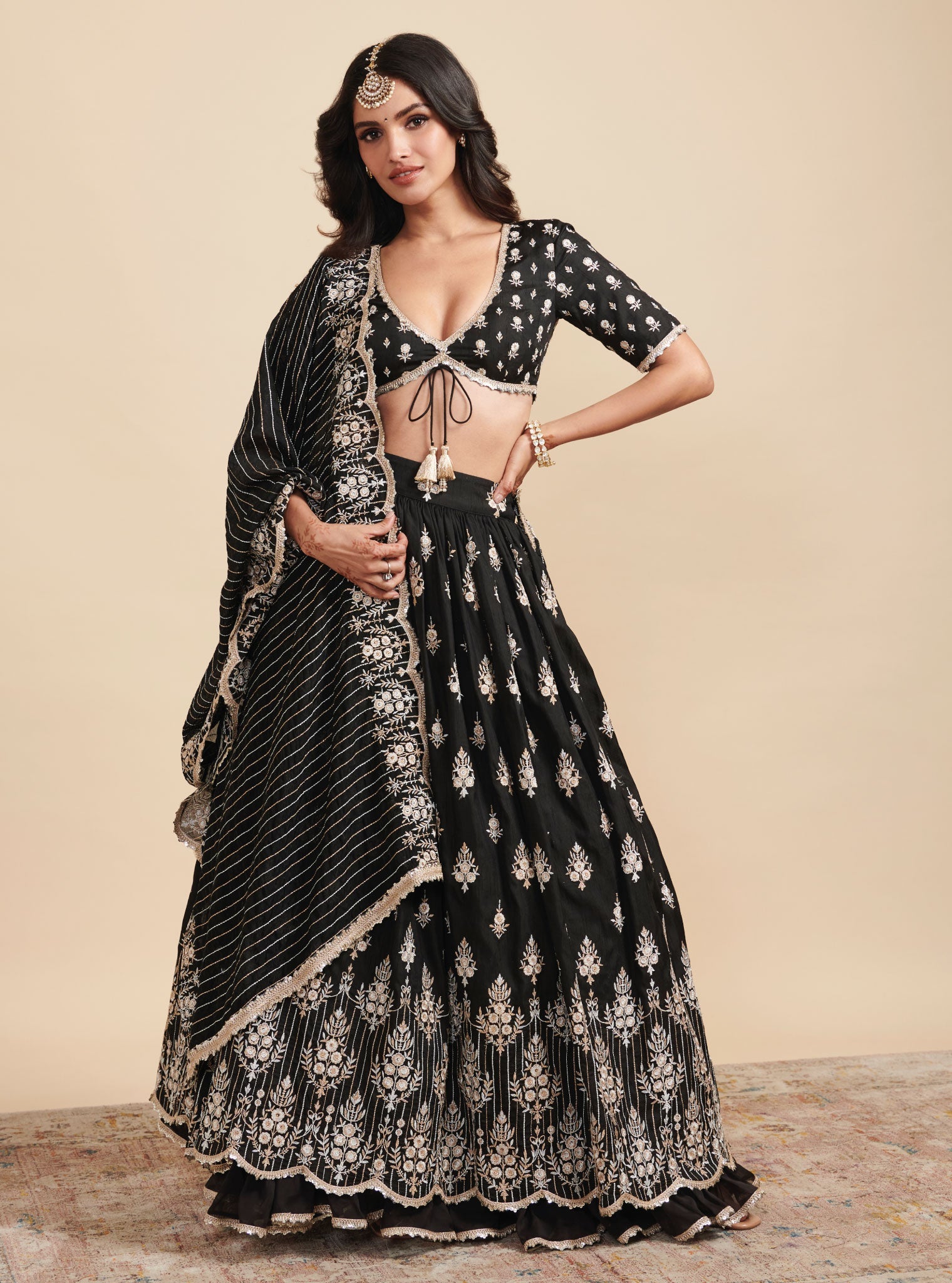 Bahaara Silk Black Lehenga