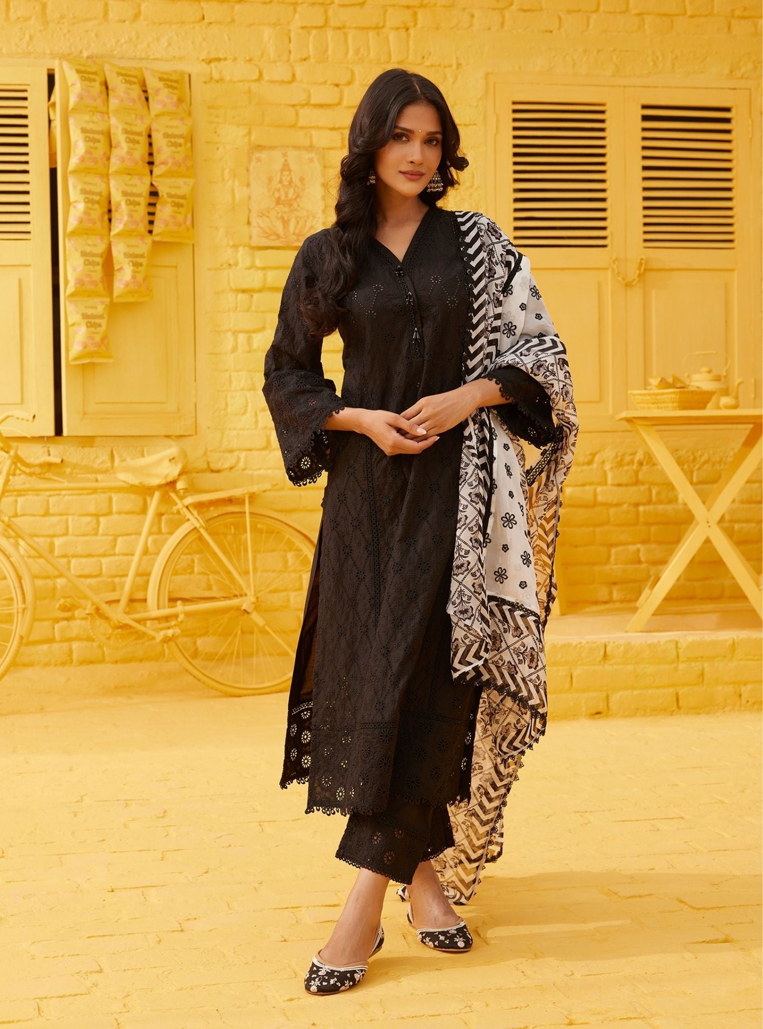 Asti Supima Cotton Black Kurta Set