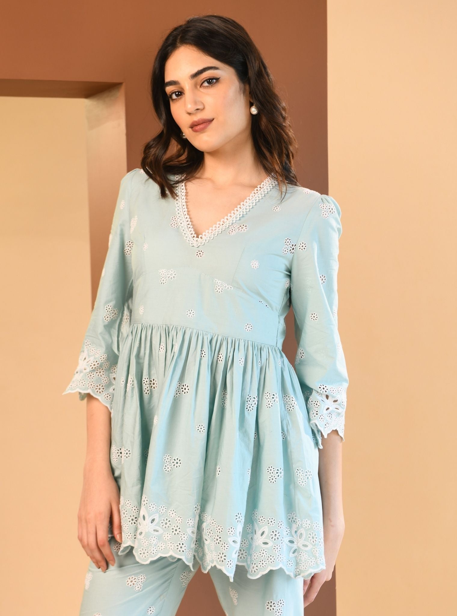 Ayn Supima Cotton Teal Blue Co-ord Set