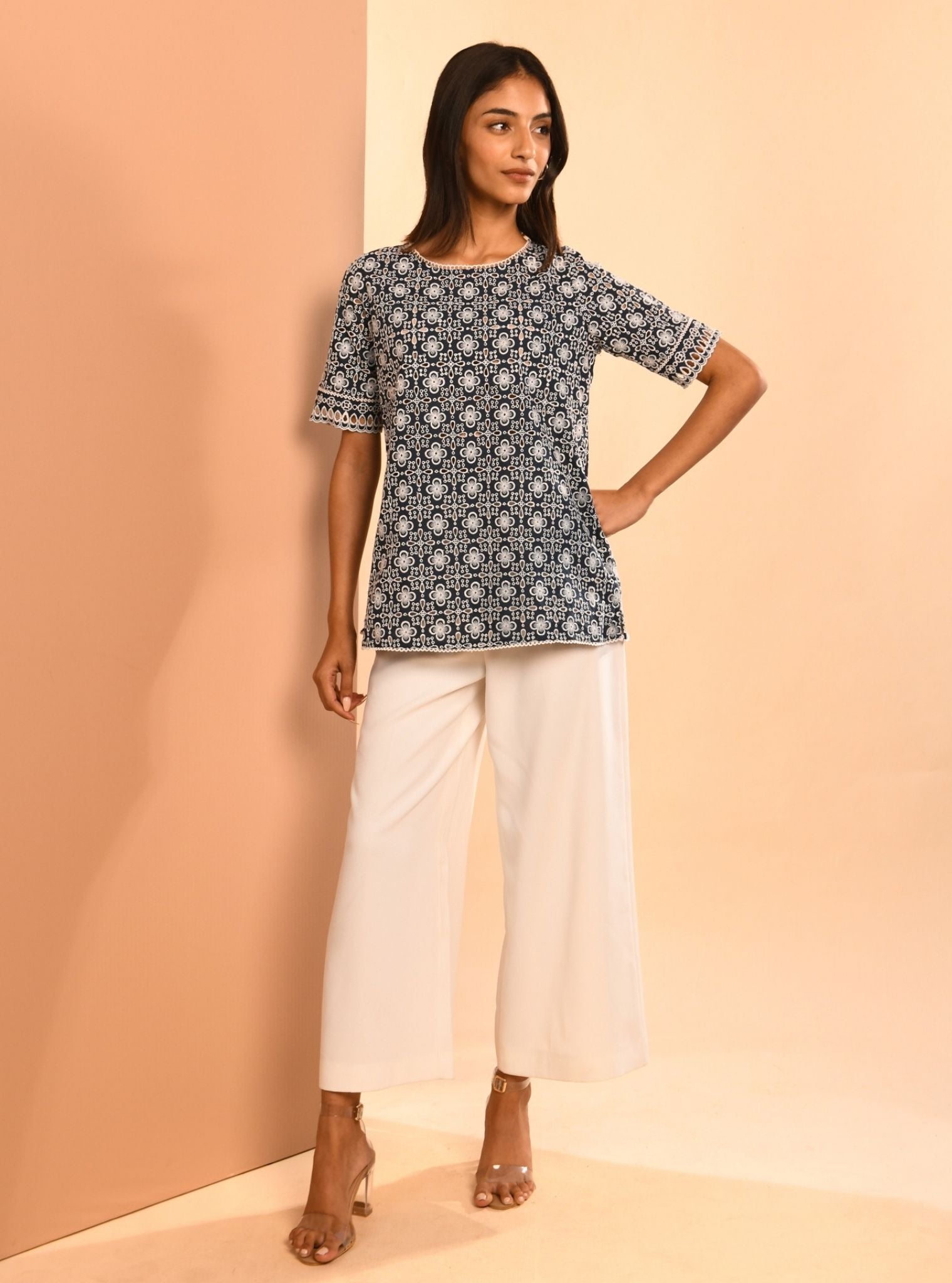 Silvia Supima Cotton Navy Top