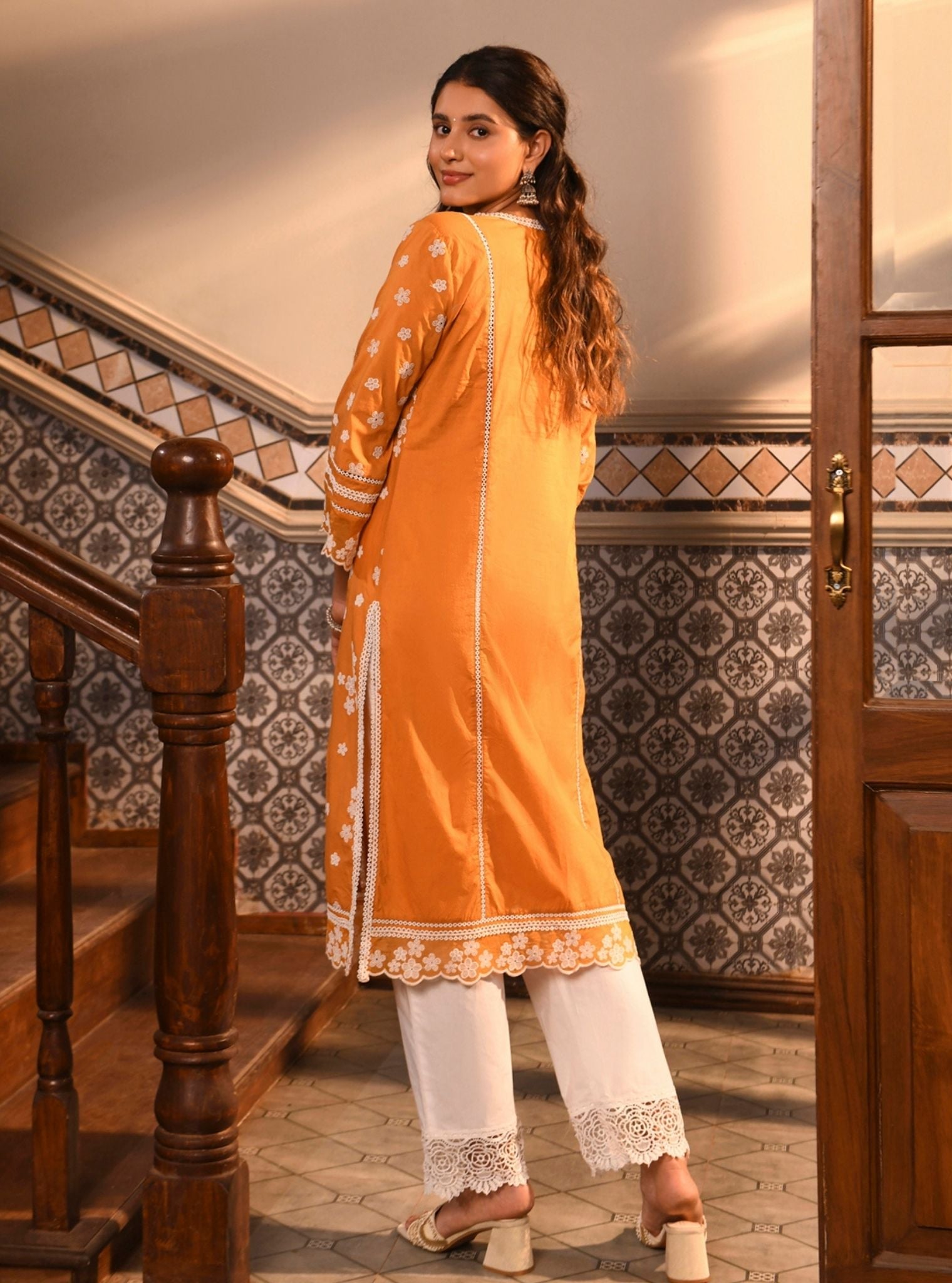 Malisa Supima Cotton Orange Kurta Set