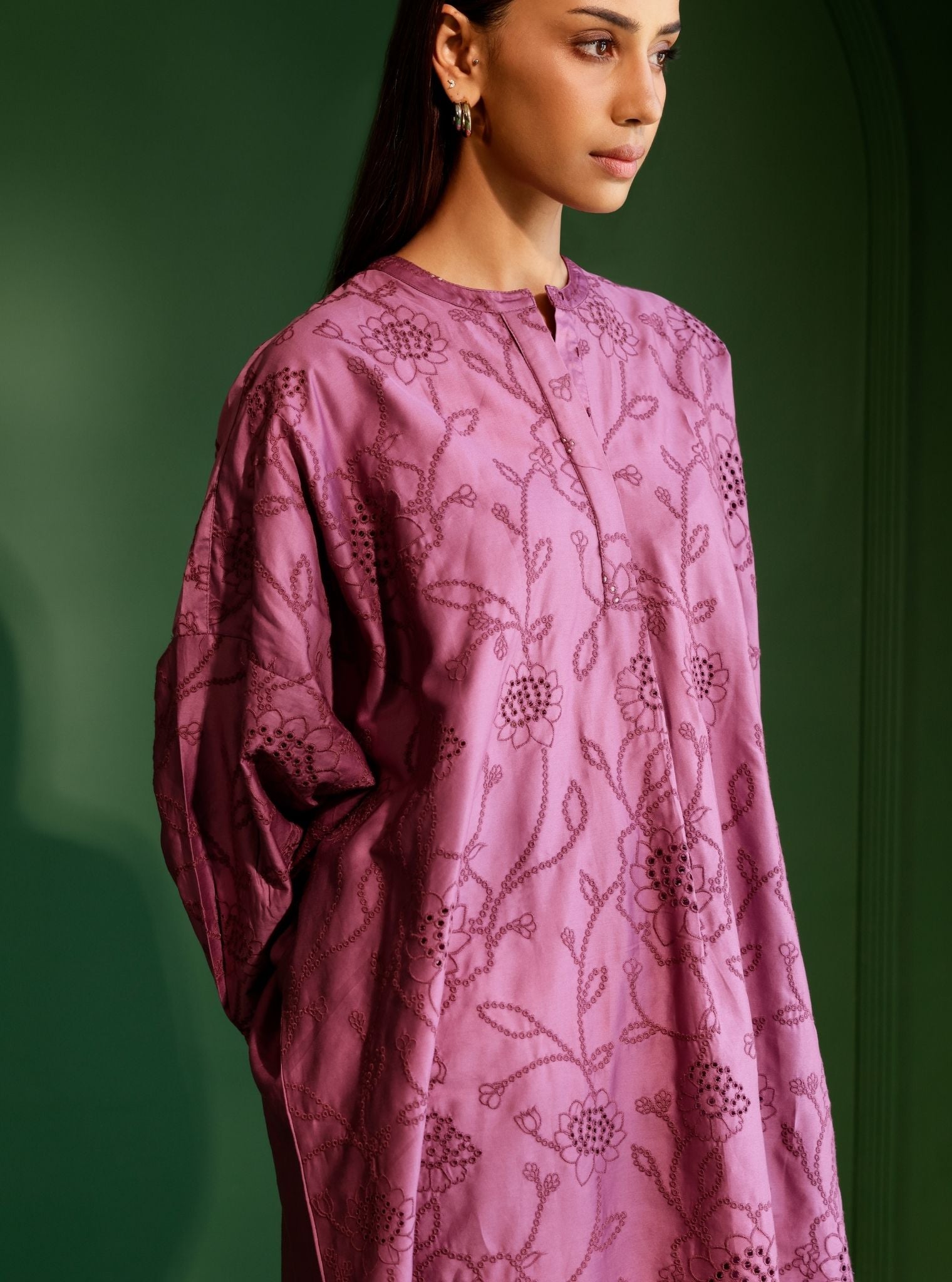 Eldon Pima Satin Grape Kurta Set