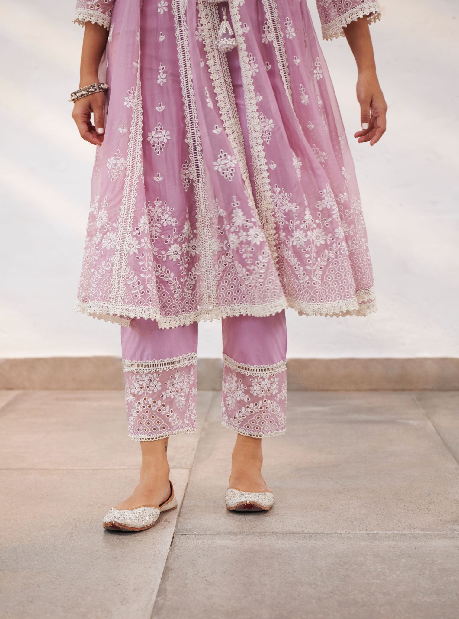 Sheffield Organza Lilac Anarkali Kurta Set