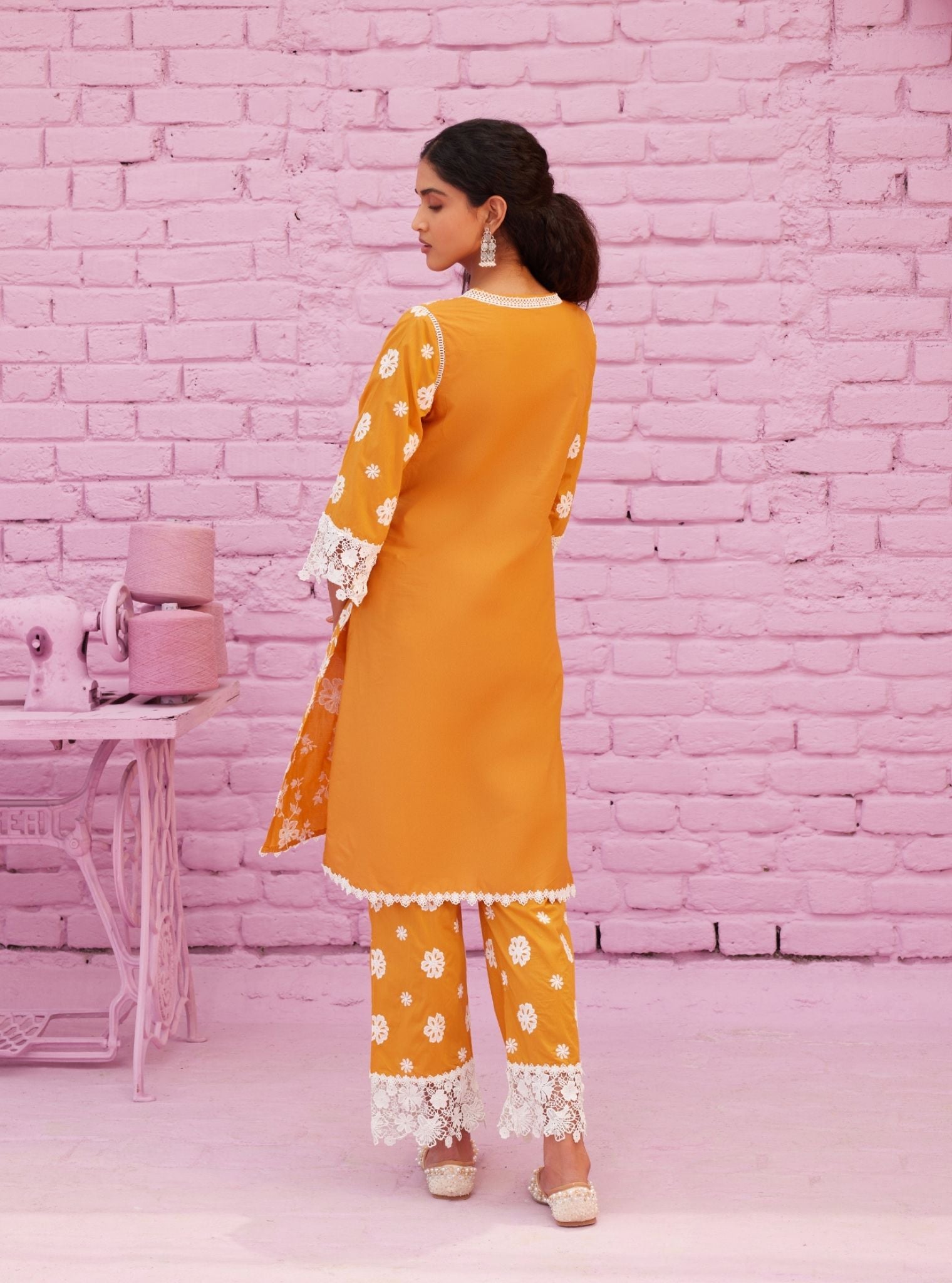 Roli Supima Cotton Orange Kurta Set