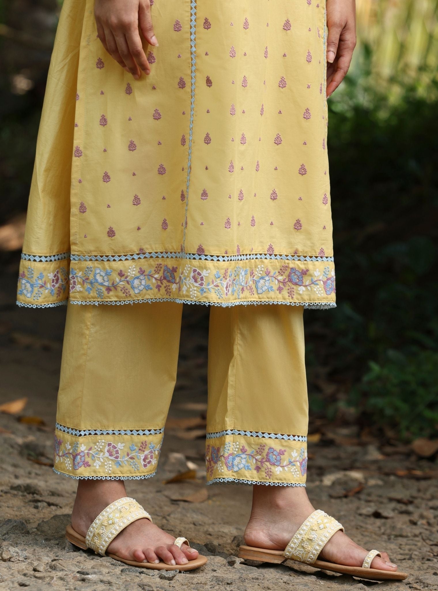 Shira Supima Cotton Yellow Kurta Set