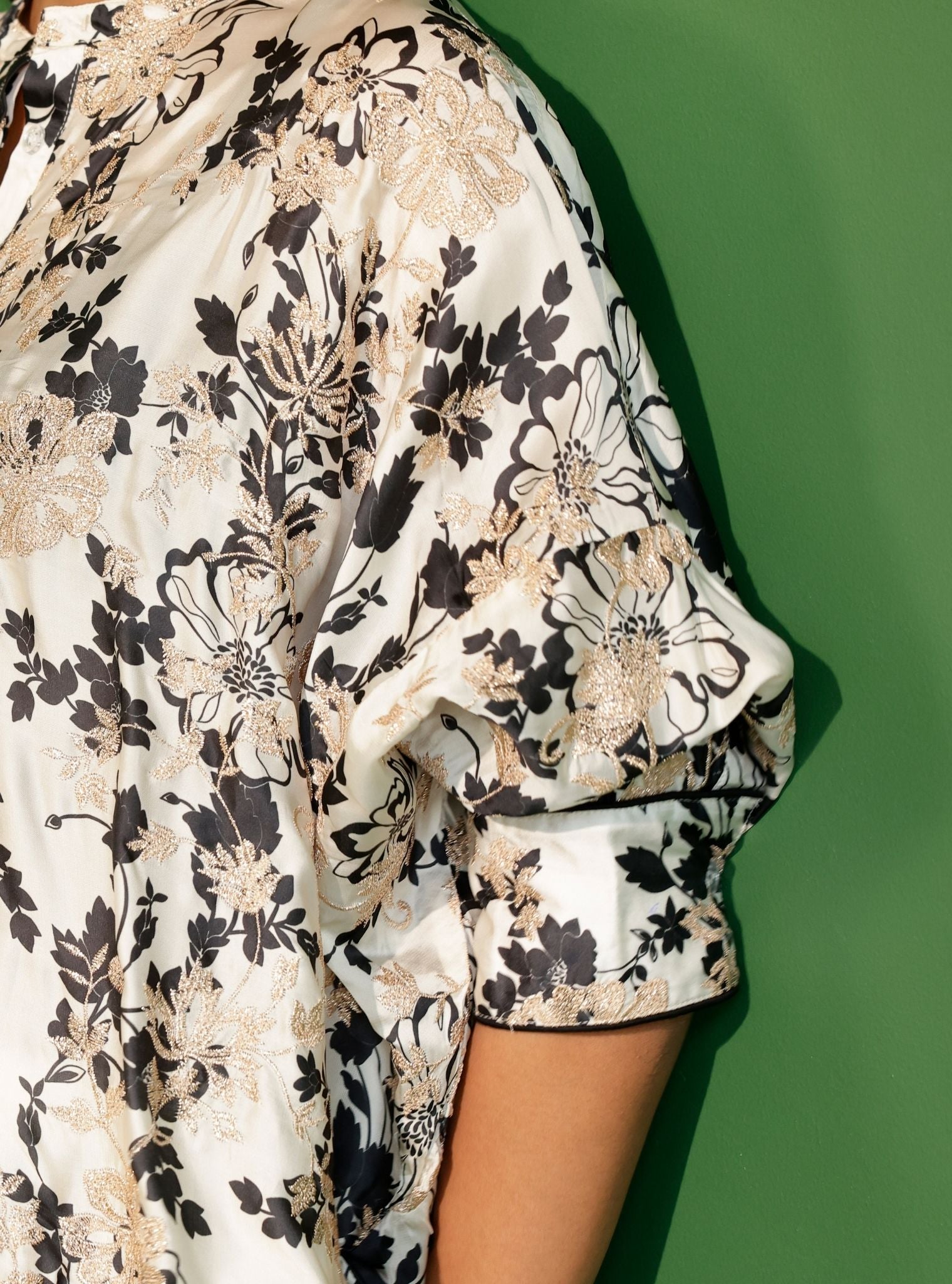 Robin Printed Cupro Satin Off White Kurta Set