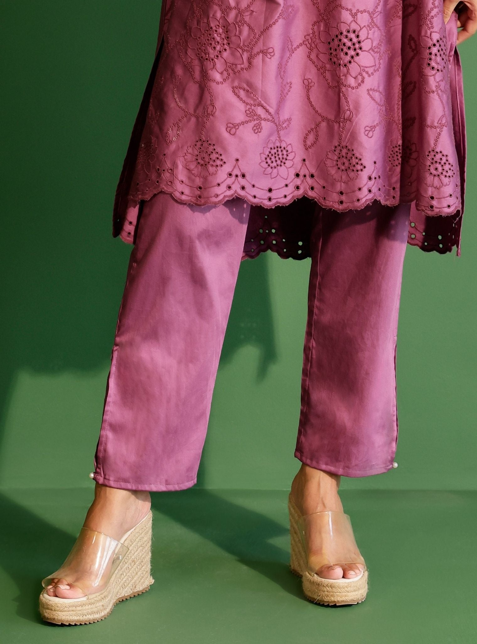 Eldon Pima Satin Grape Kurta Set
