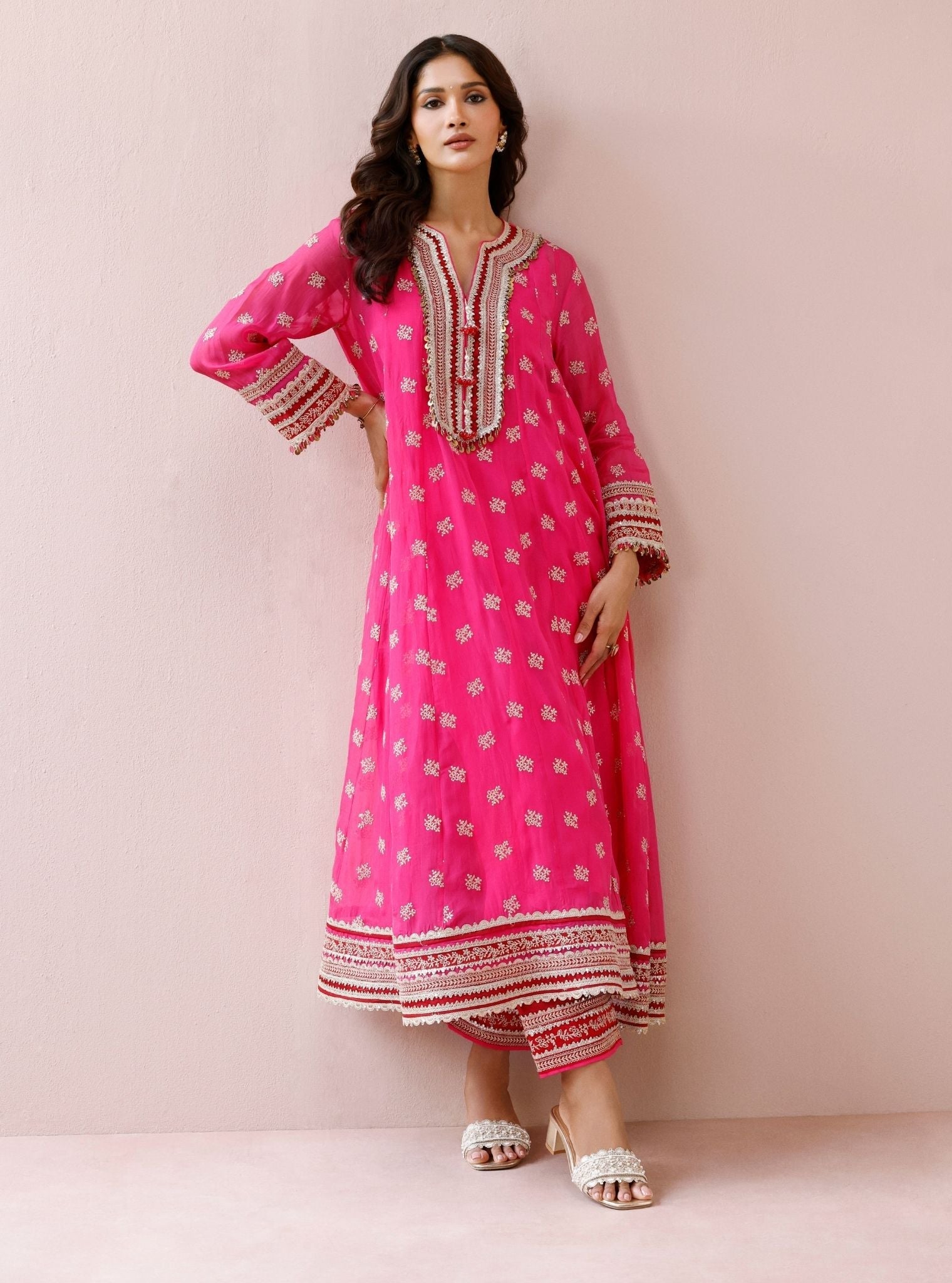 Ivana Organza Fuchsia Anarkali Kurta Set