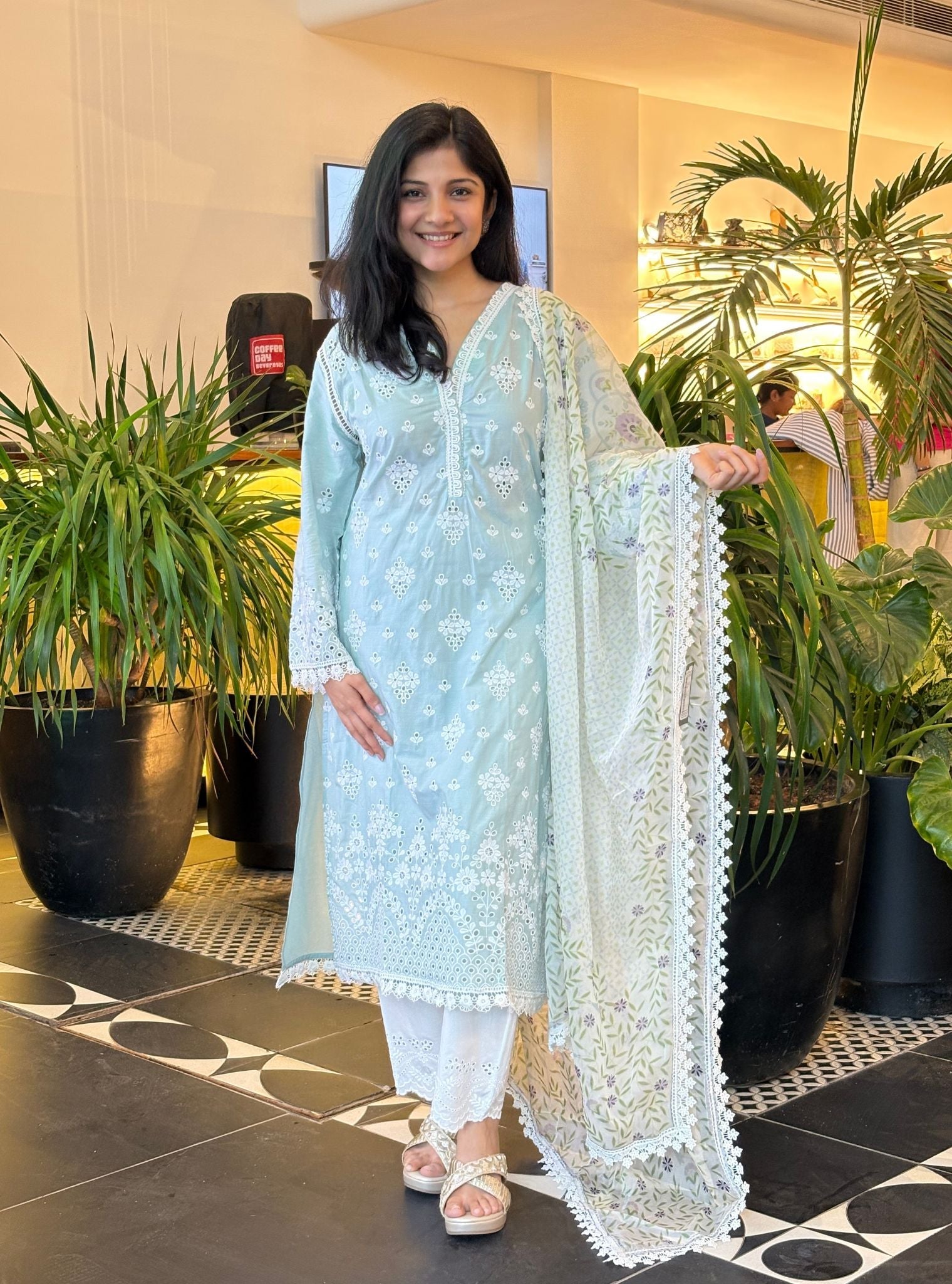 Peehu Supima Cotton Light Blue Kurta Set