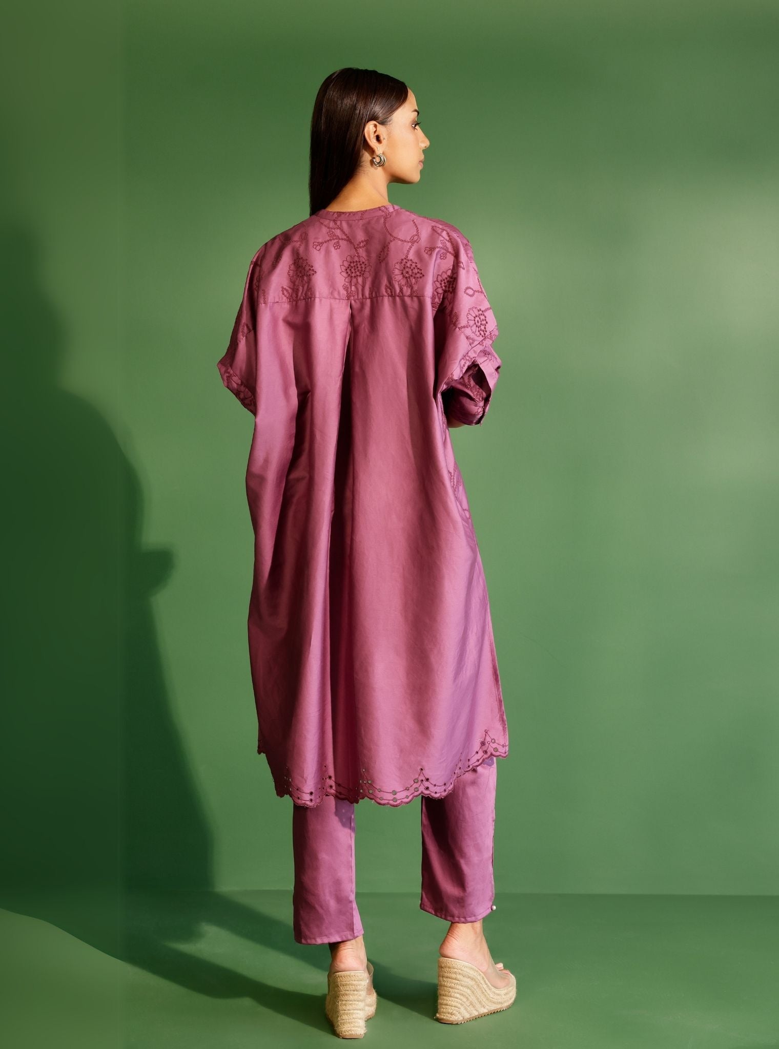 Eldon Pima Satin Grape Kurta Set