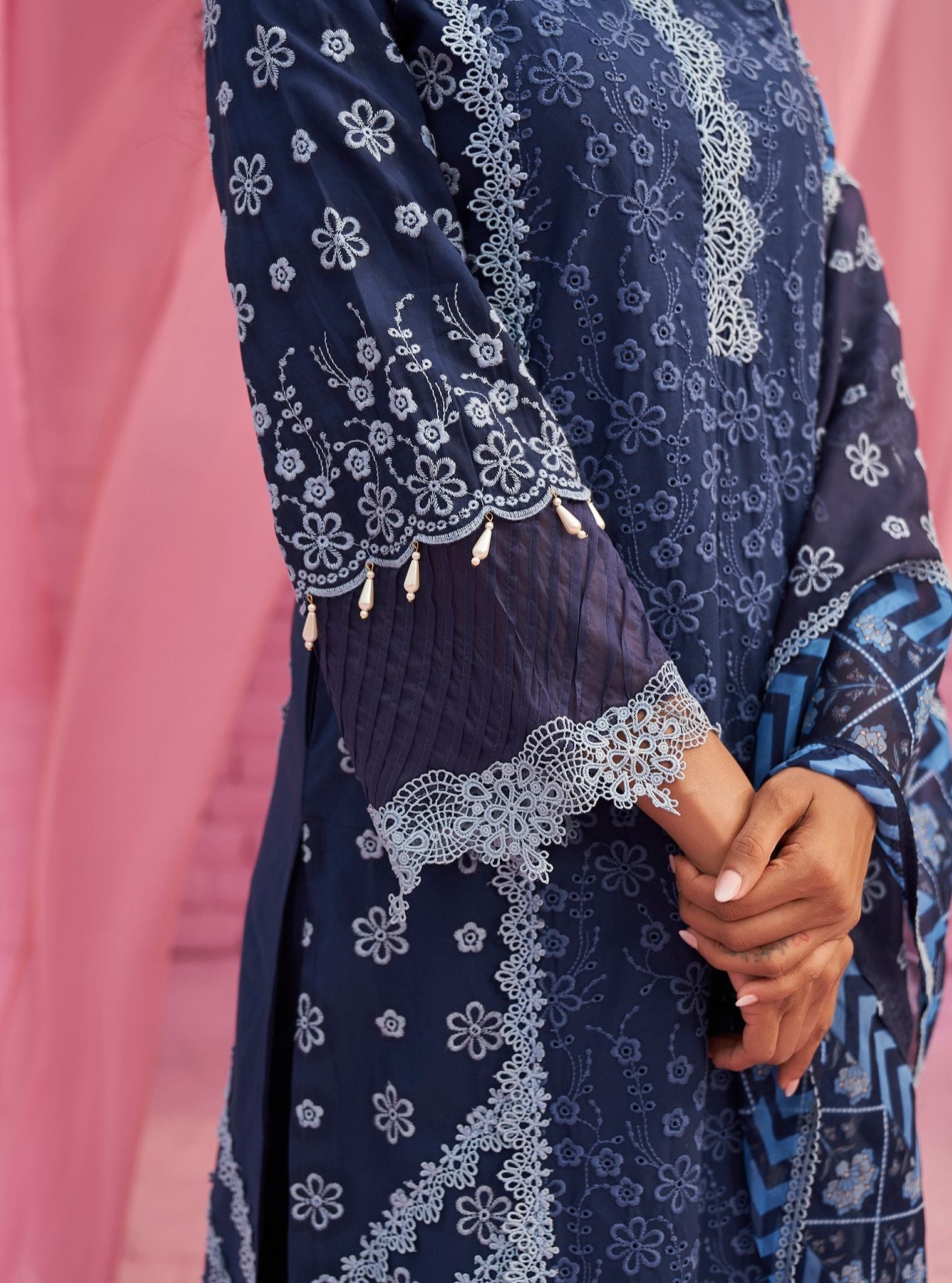 Adhira Supima Cotton Navy Kurta Set