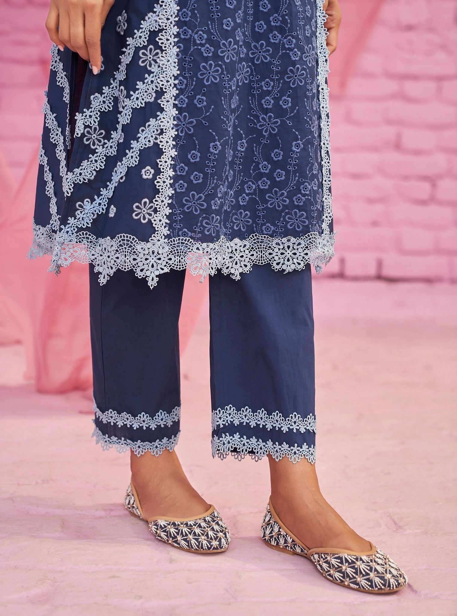 Adhira Supima Cotton Navy Kurta Set