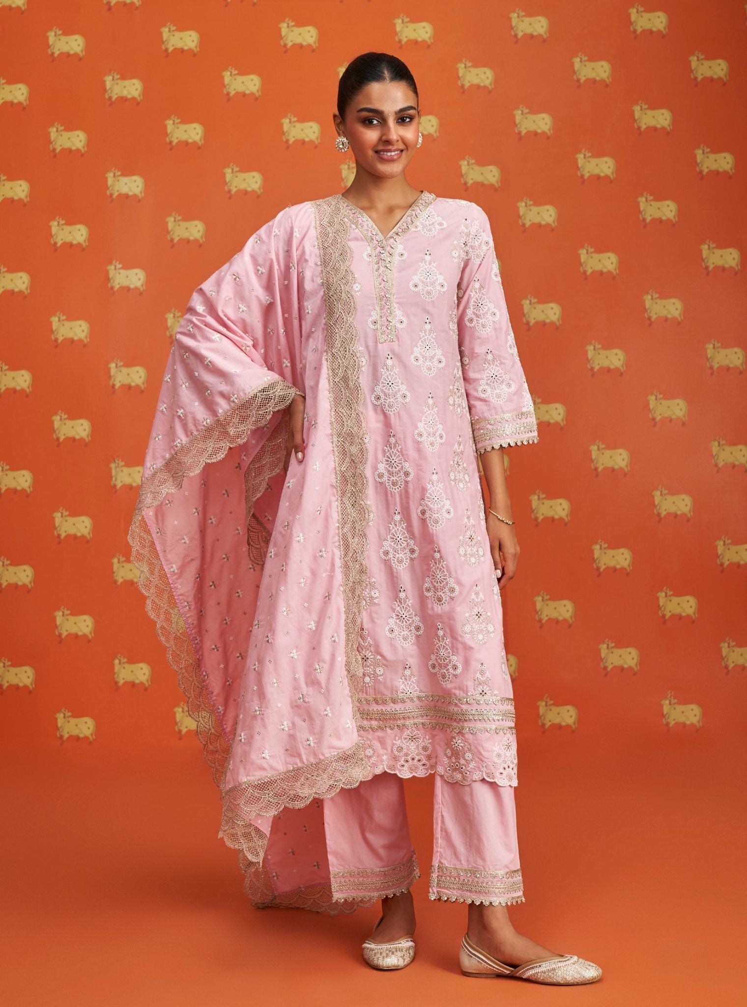 Kaeo Supima Cotton Pink Kurta Set