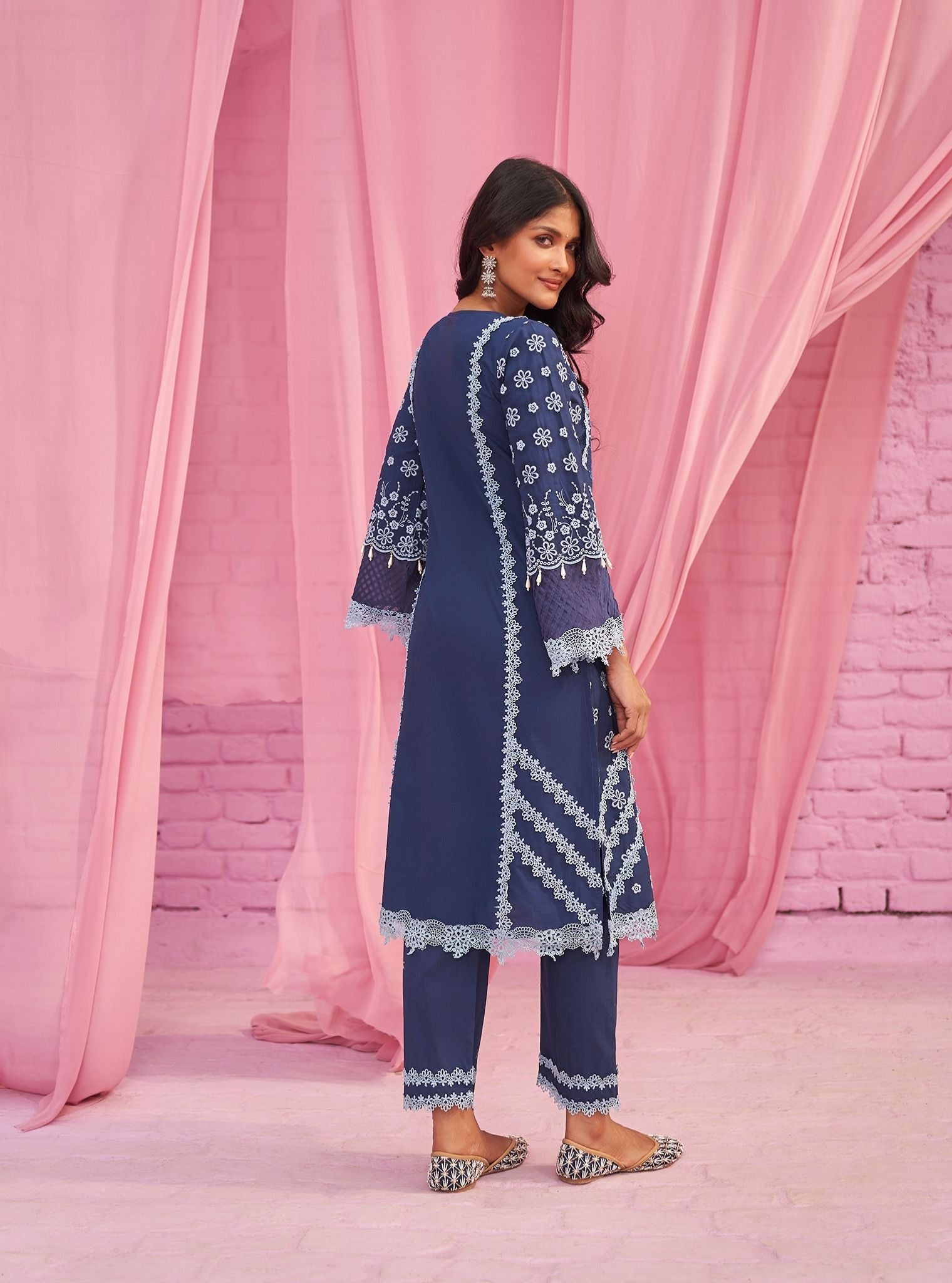 Adhira Supima Cotton Navy Kurta Set